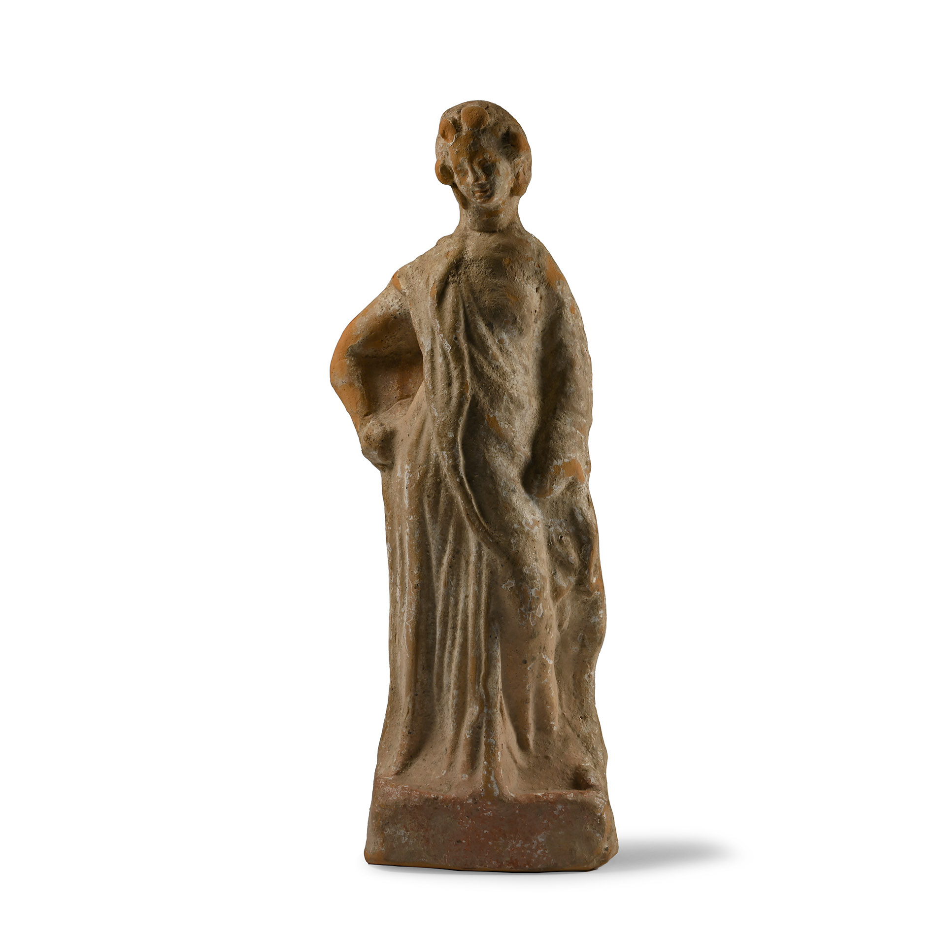 Hellenistic Terracotta Statuette of a Wreathed Young Woman