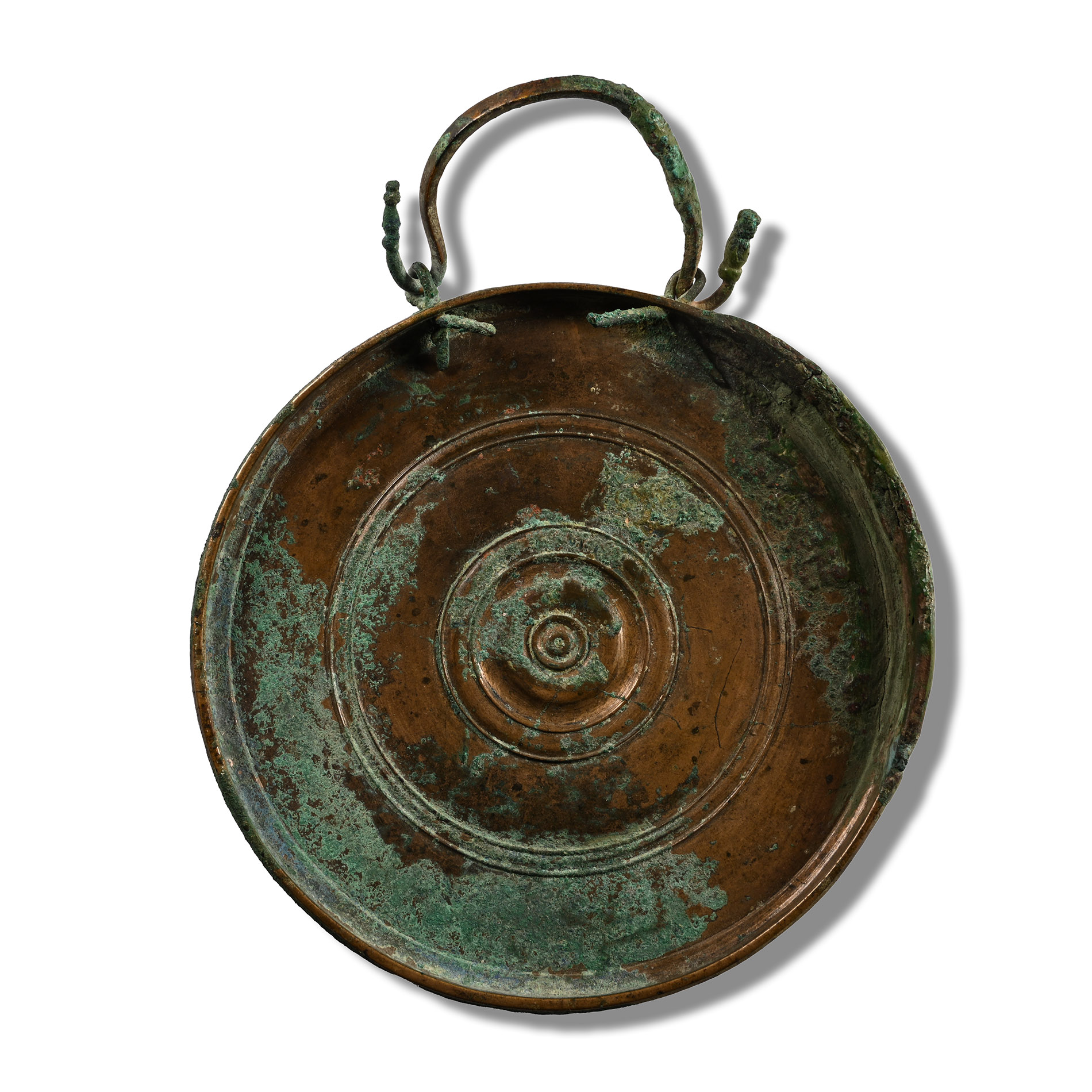 Roman Bronze Mirror with Handle