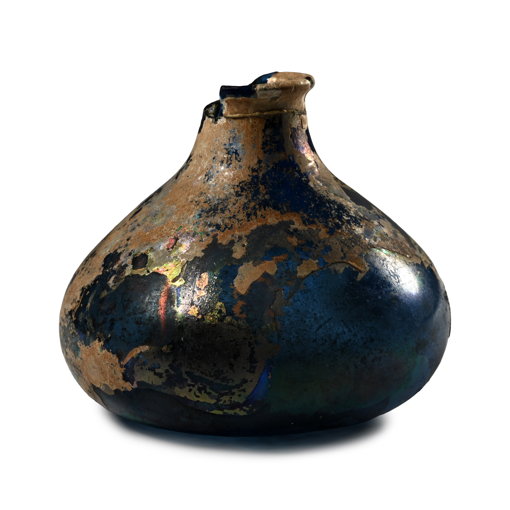 Roman Blue Glass Vessel with Iridescence