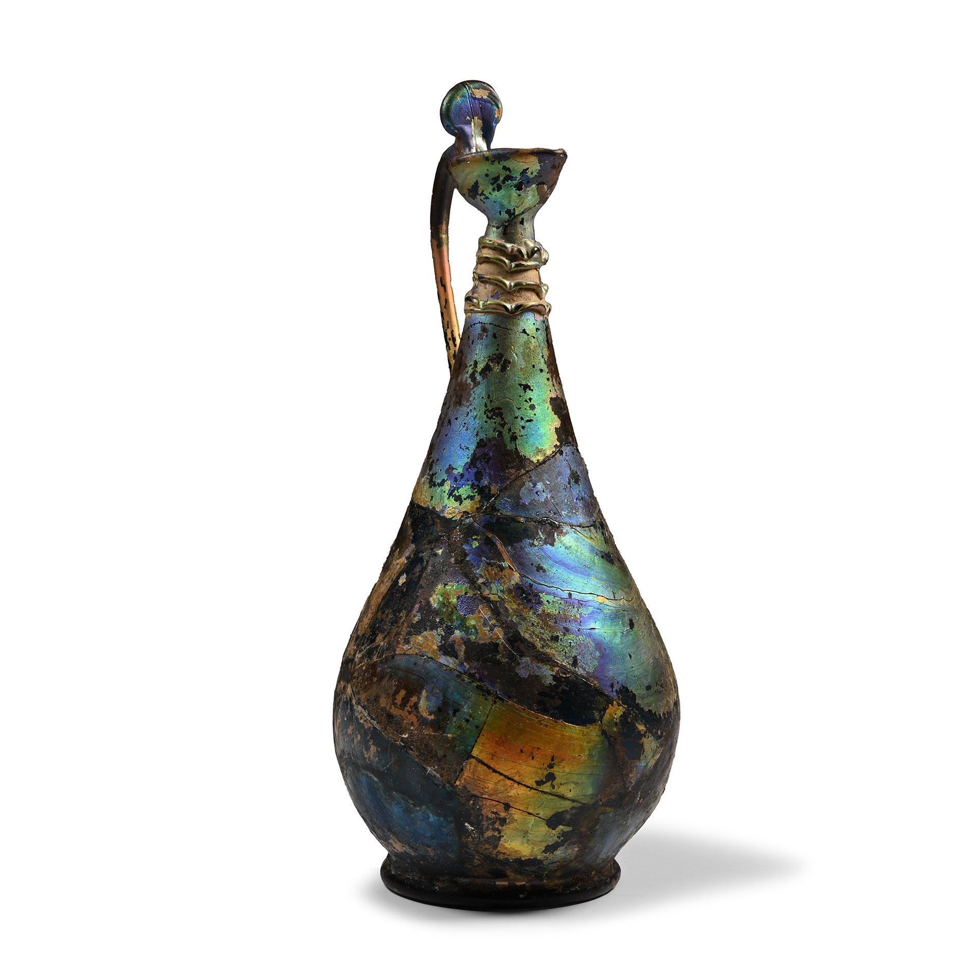 Large Western Asiatic Piriform Glass Jug with Iridescence