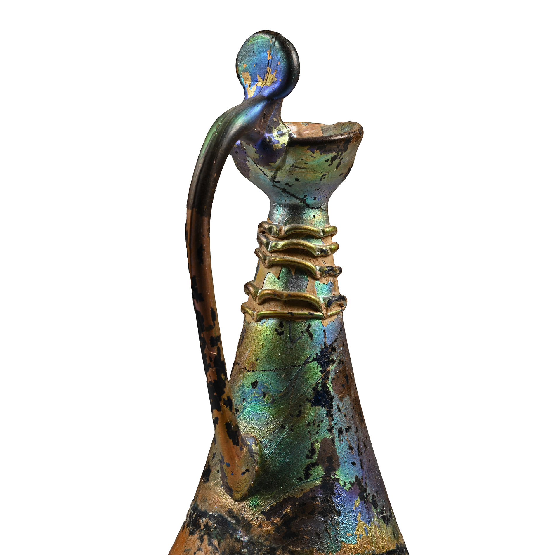 Large Western Asiatic Piriform Glass Jug with Iridescence