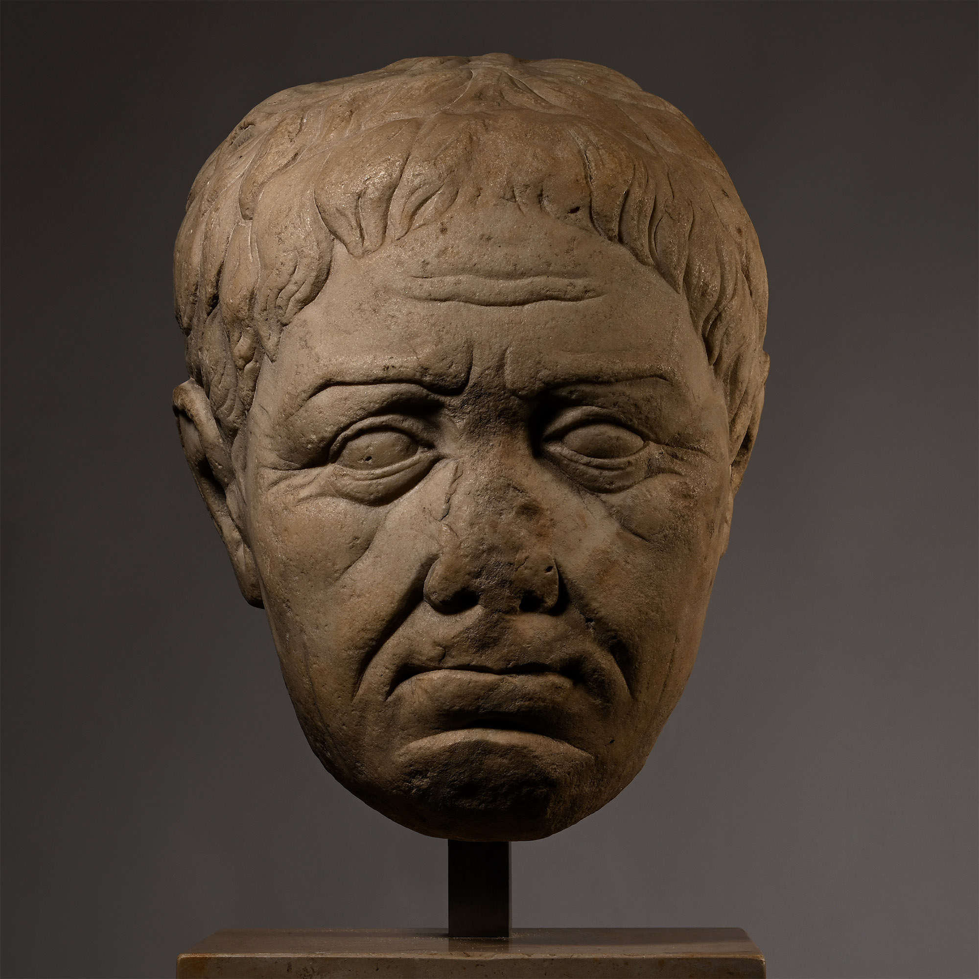 Life-Size Roman Republican Marble Portrait Head of a Man