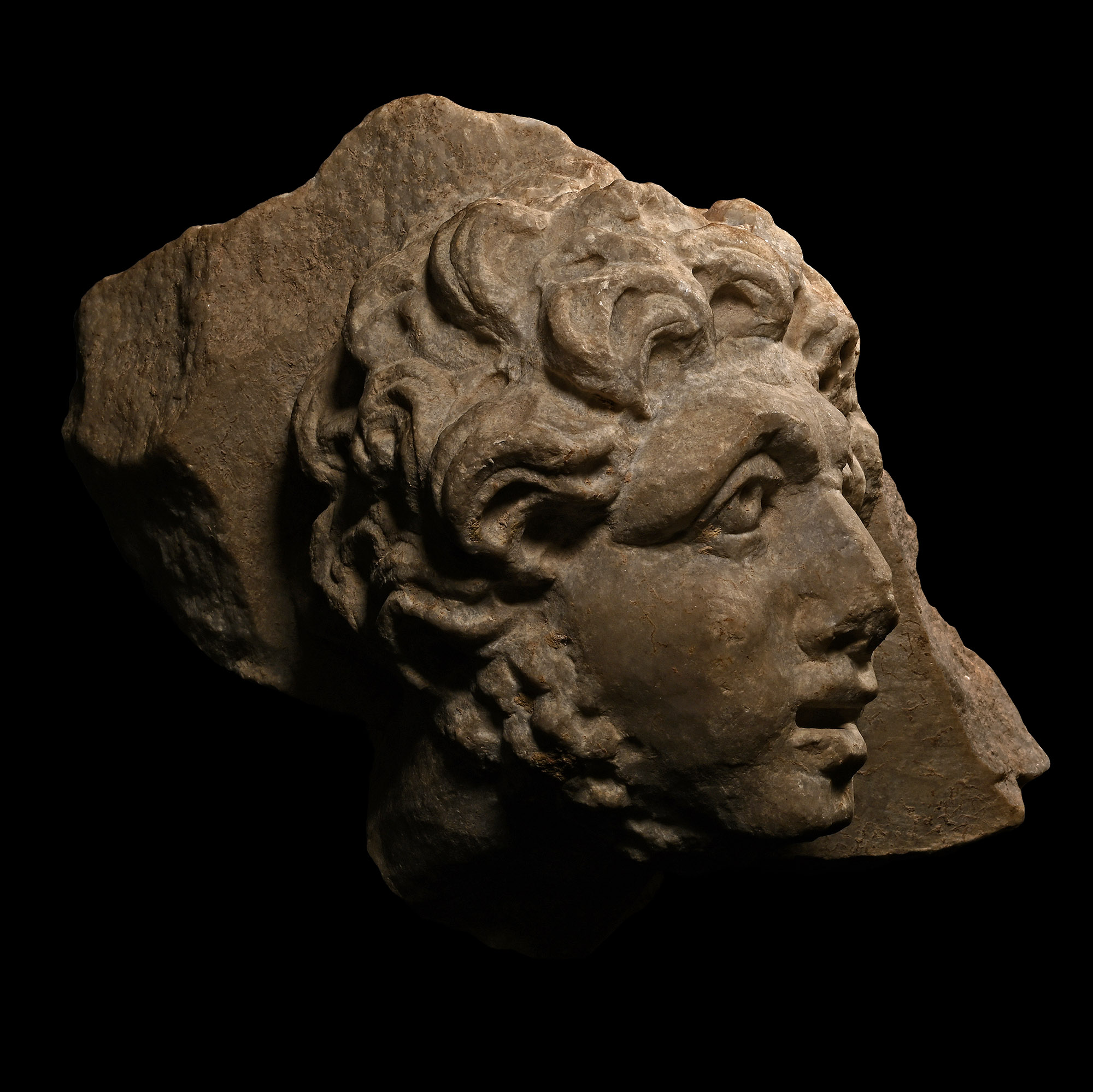 Roman Marble Head of a Man in Relief