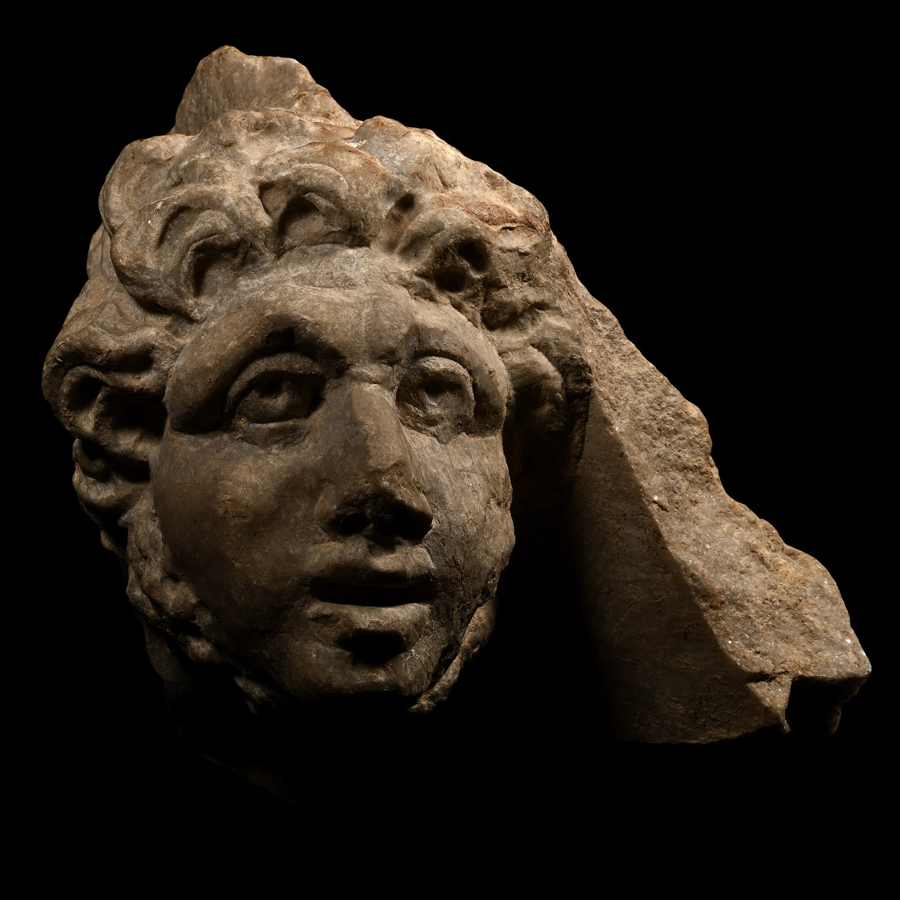 Roman Marble Head of a Man in Relief