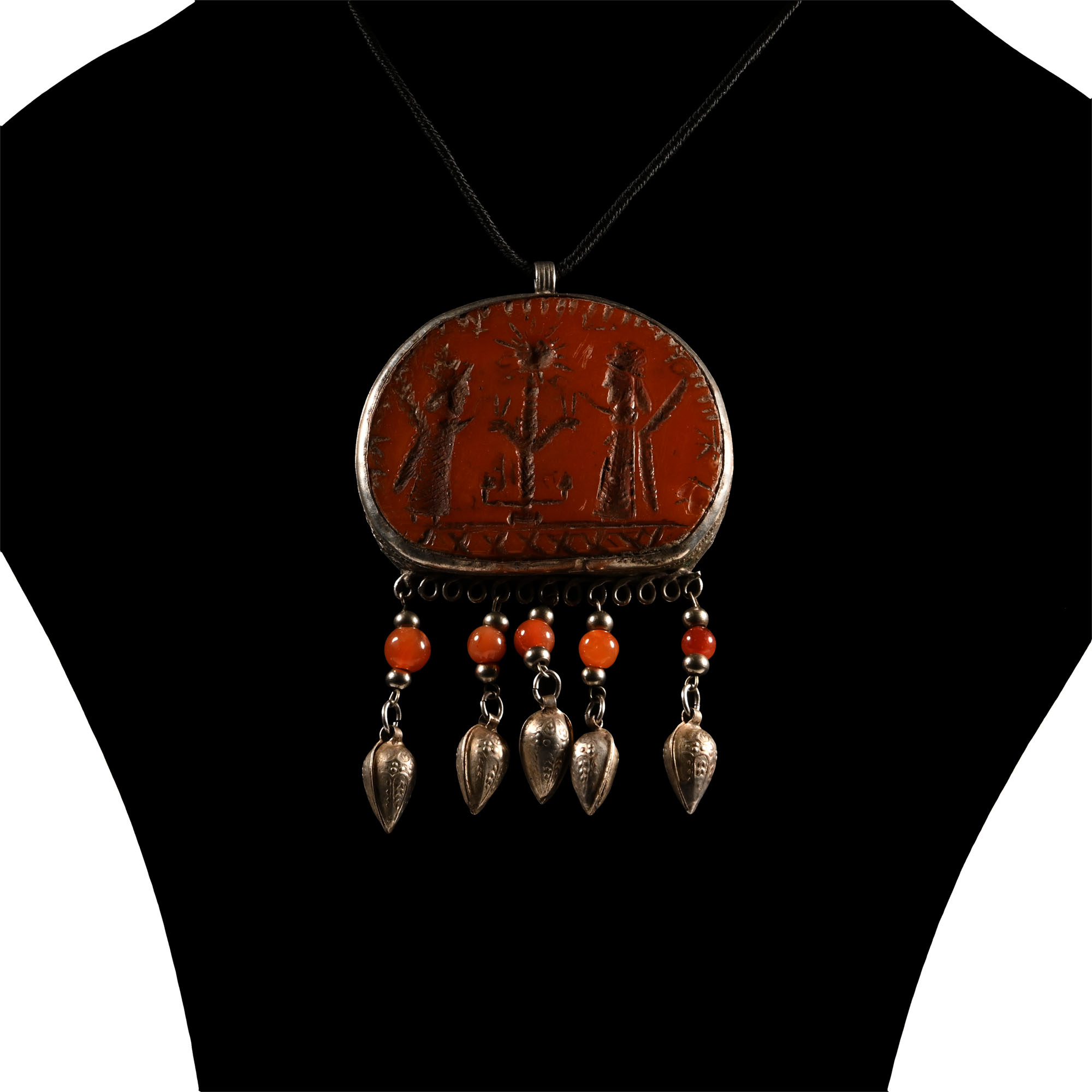 Silver-Coloured Metal Pendant with Dangles