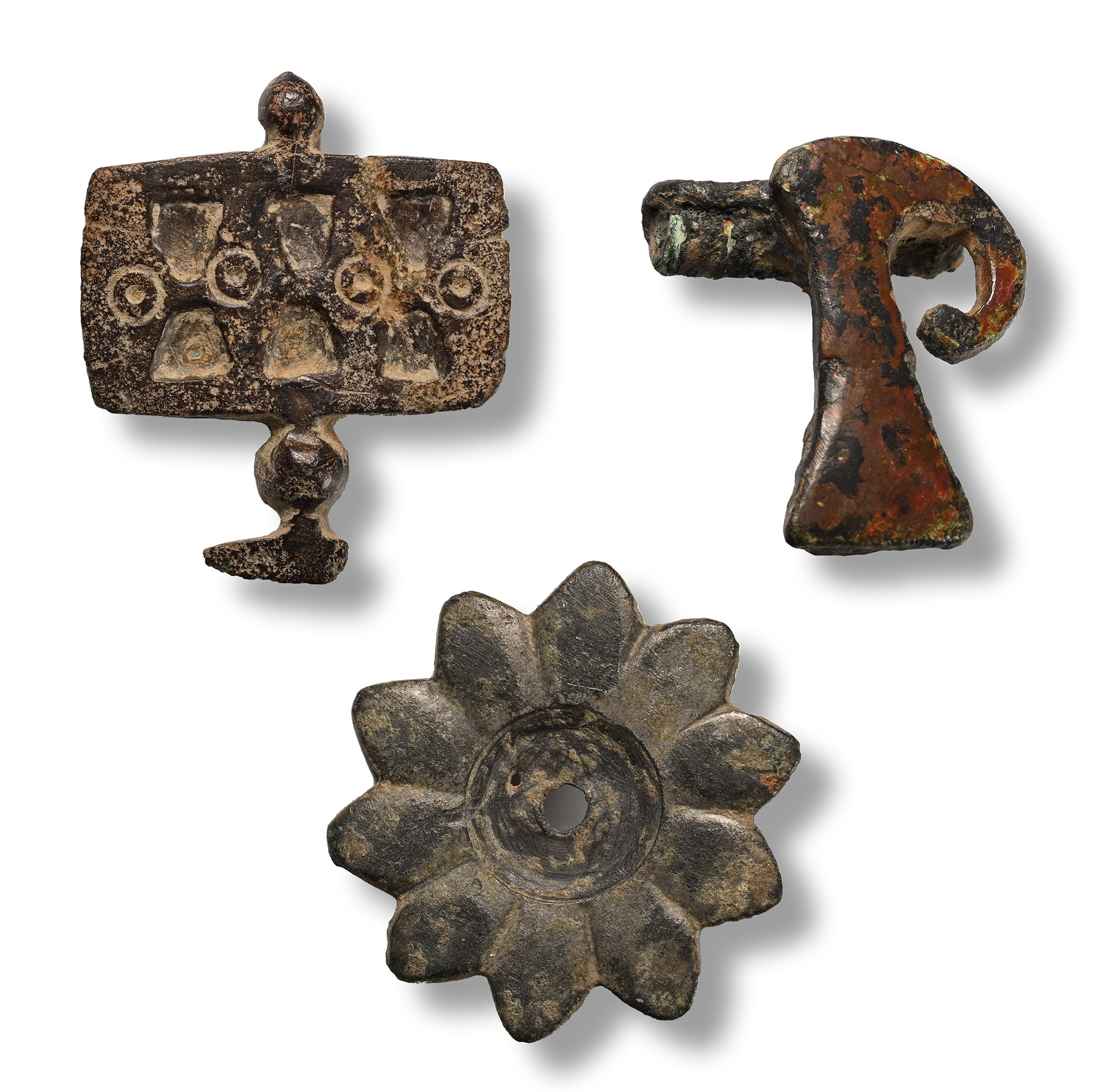 Roman Bronze Plate Brooch Group