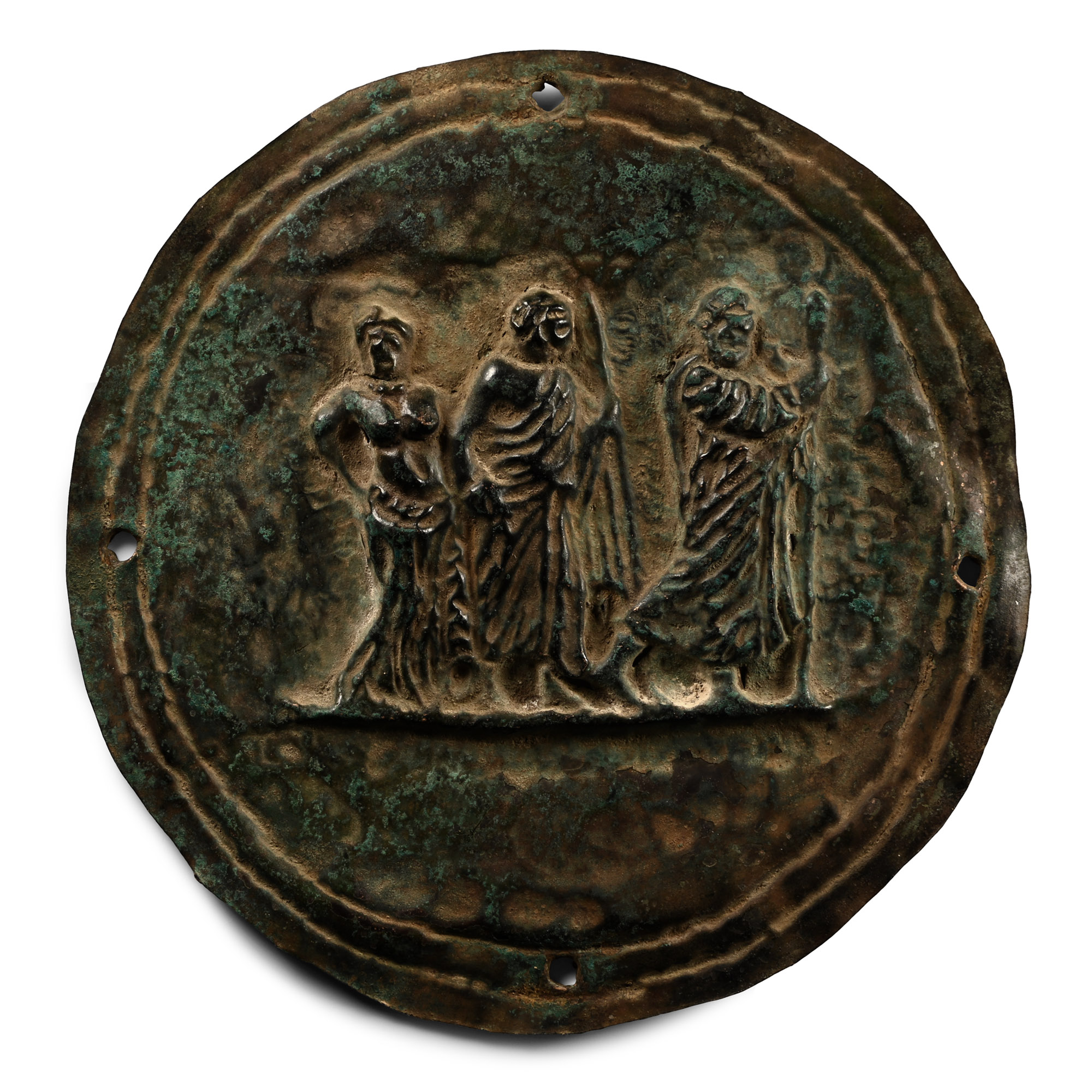 Roman Bronze Phalera with Figures