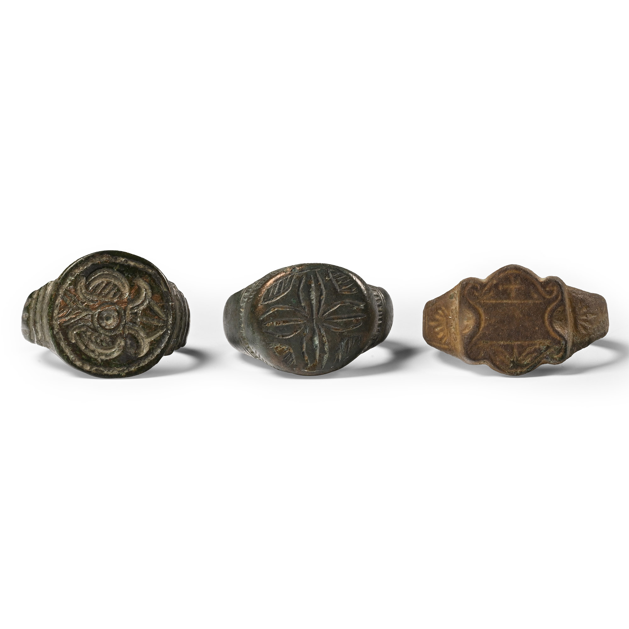 Medieval Decorated Bronze Ring Group
