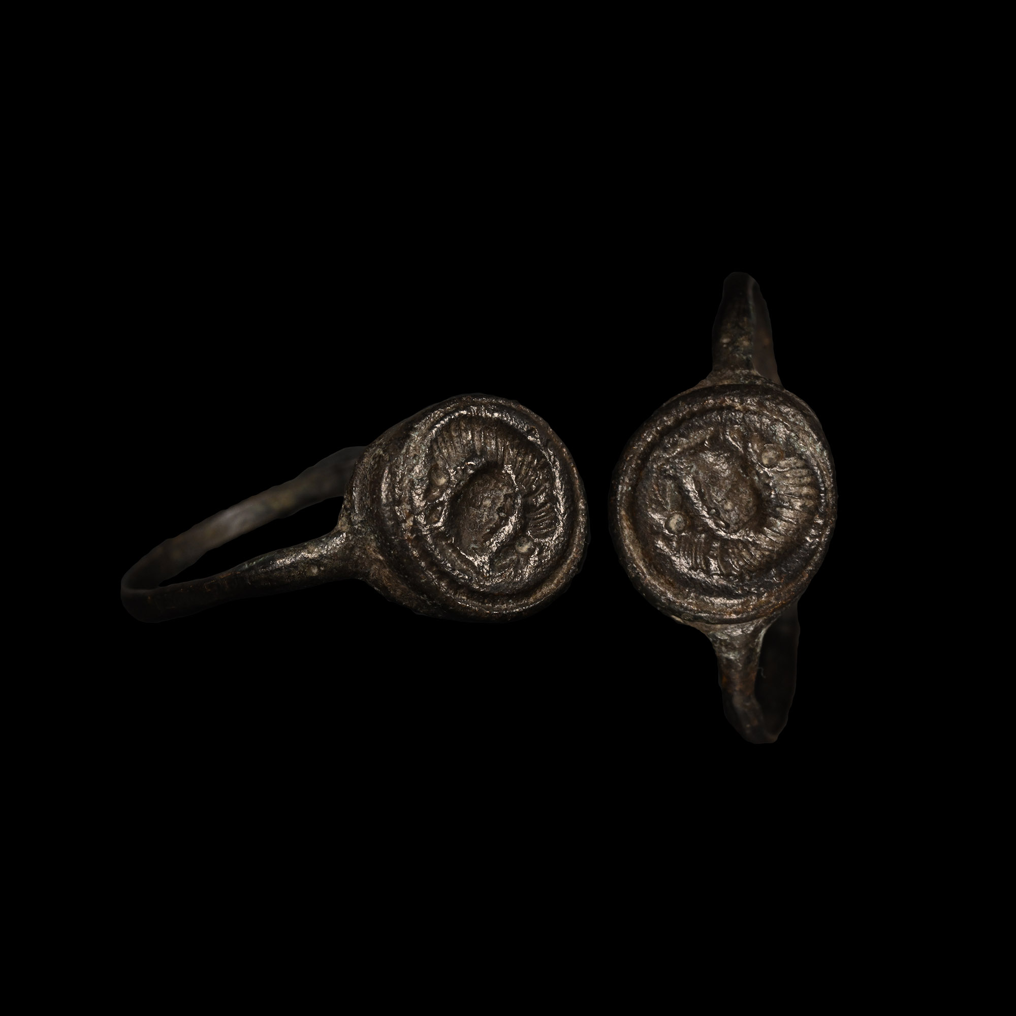 Roman Bronze Ring with Wolf