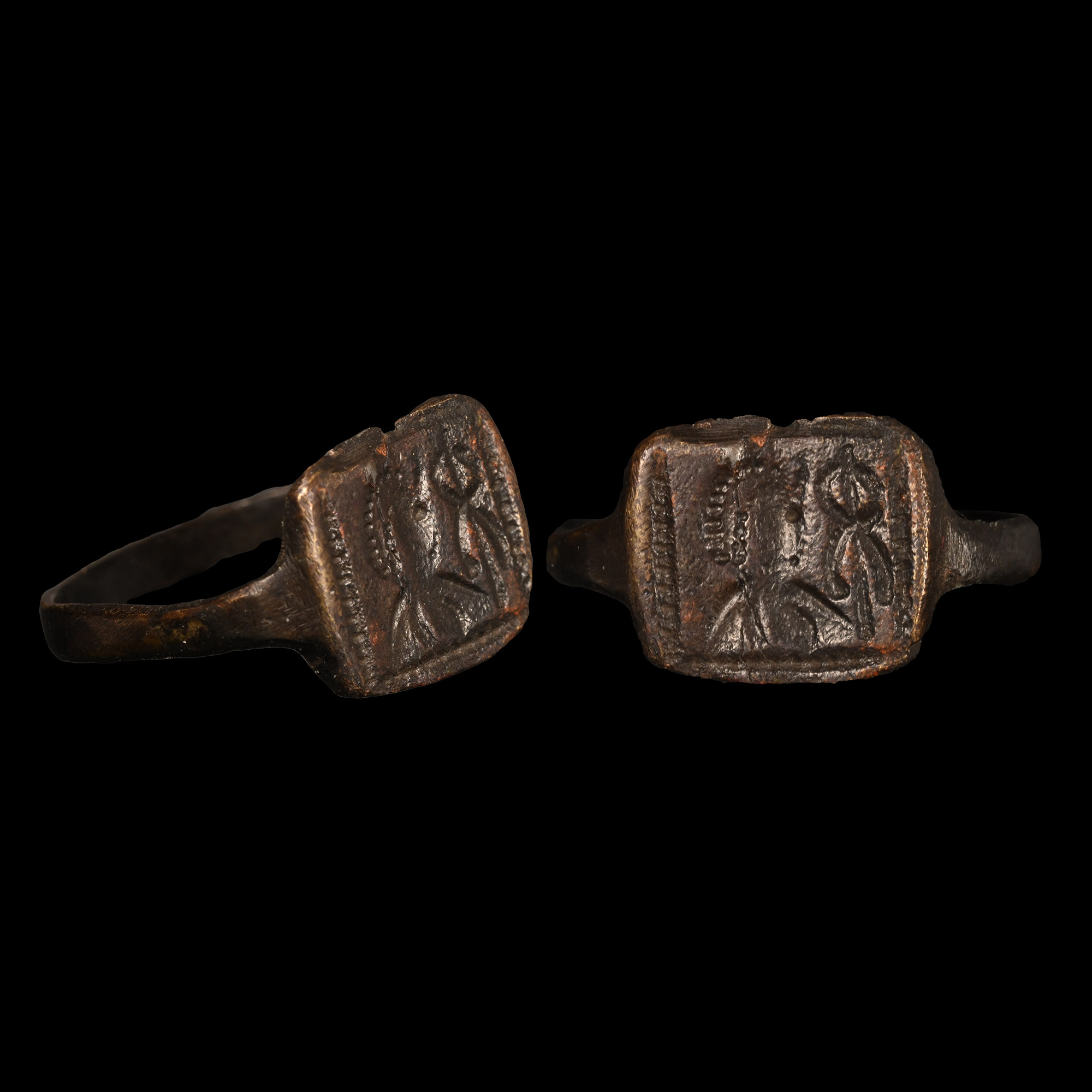 Roman Bronze Ring with Bust