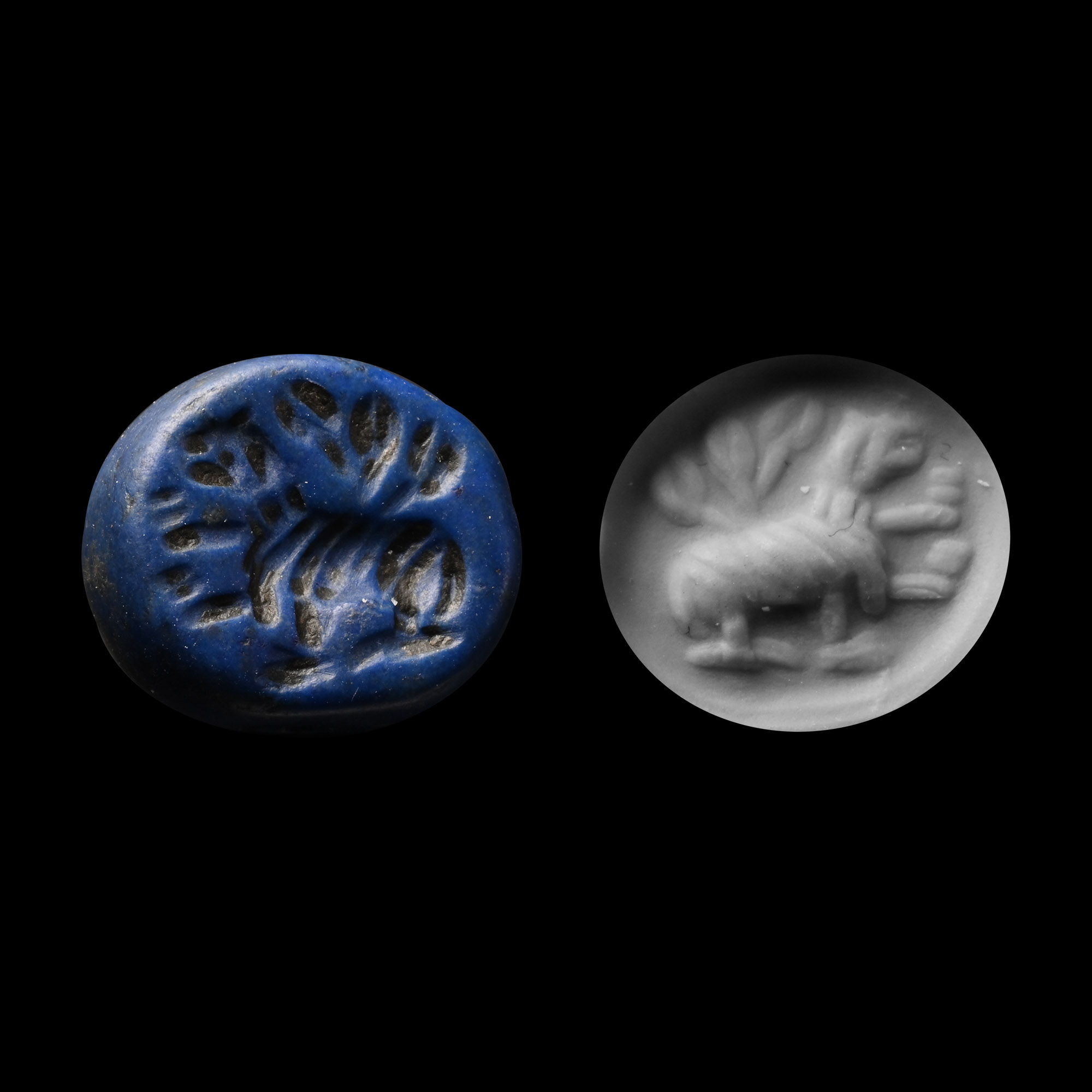 Graeco-Persian Lapis Lazuli Stamp Seal with Lion