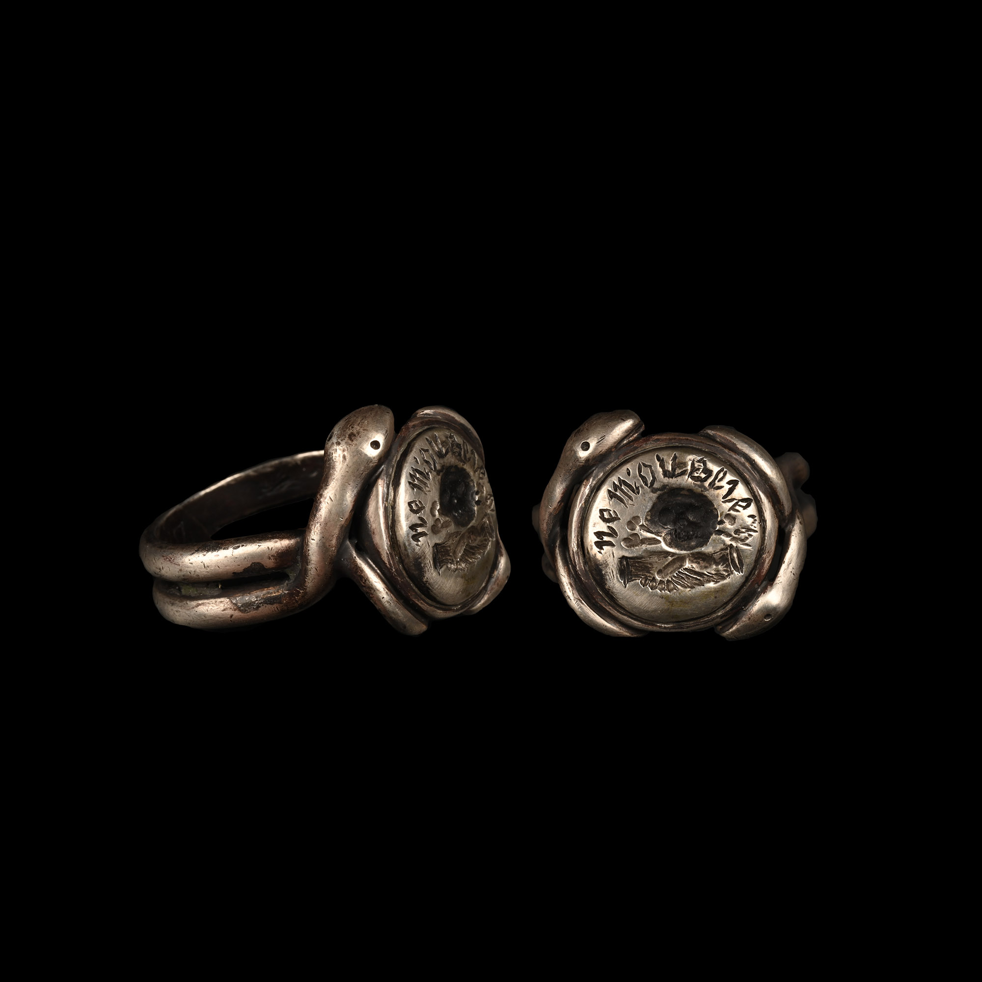 Georgian Silver Memento Mori Skull and Crossed Bones Ring