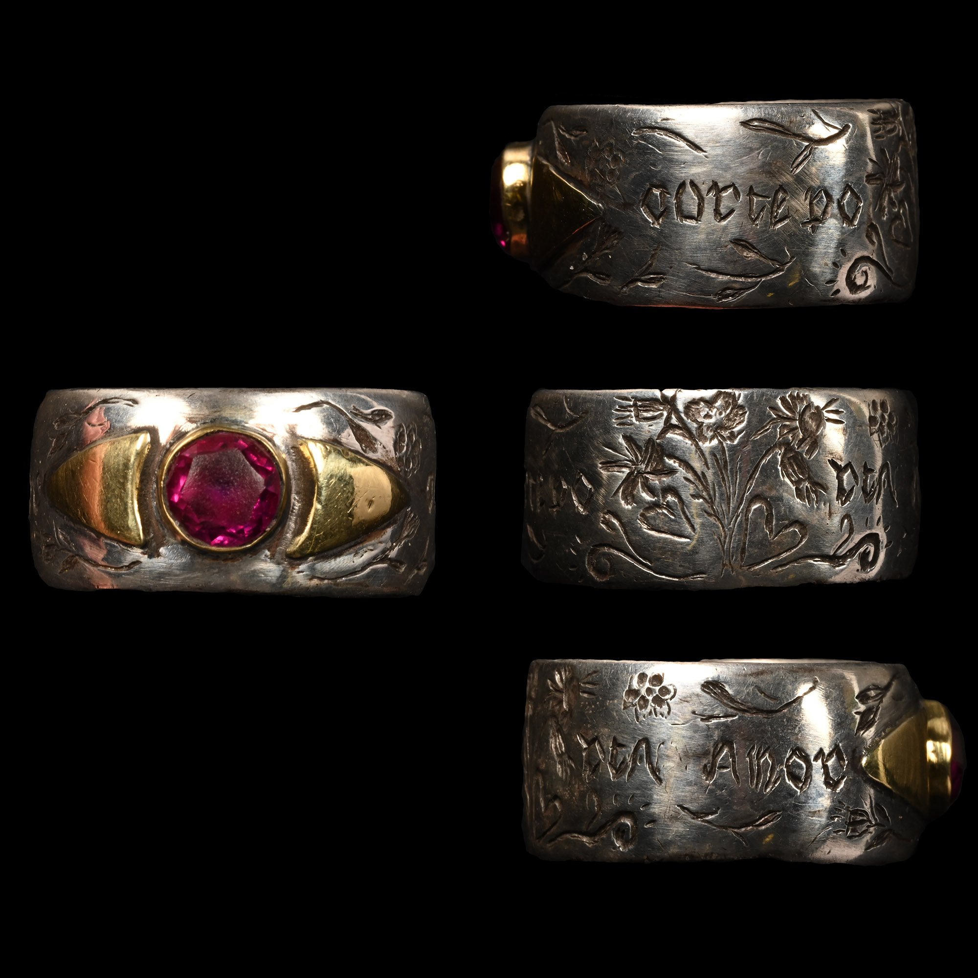 Georgian Silver and Gold 'The Heart Brings Love To You' Posy Ring