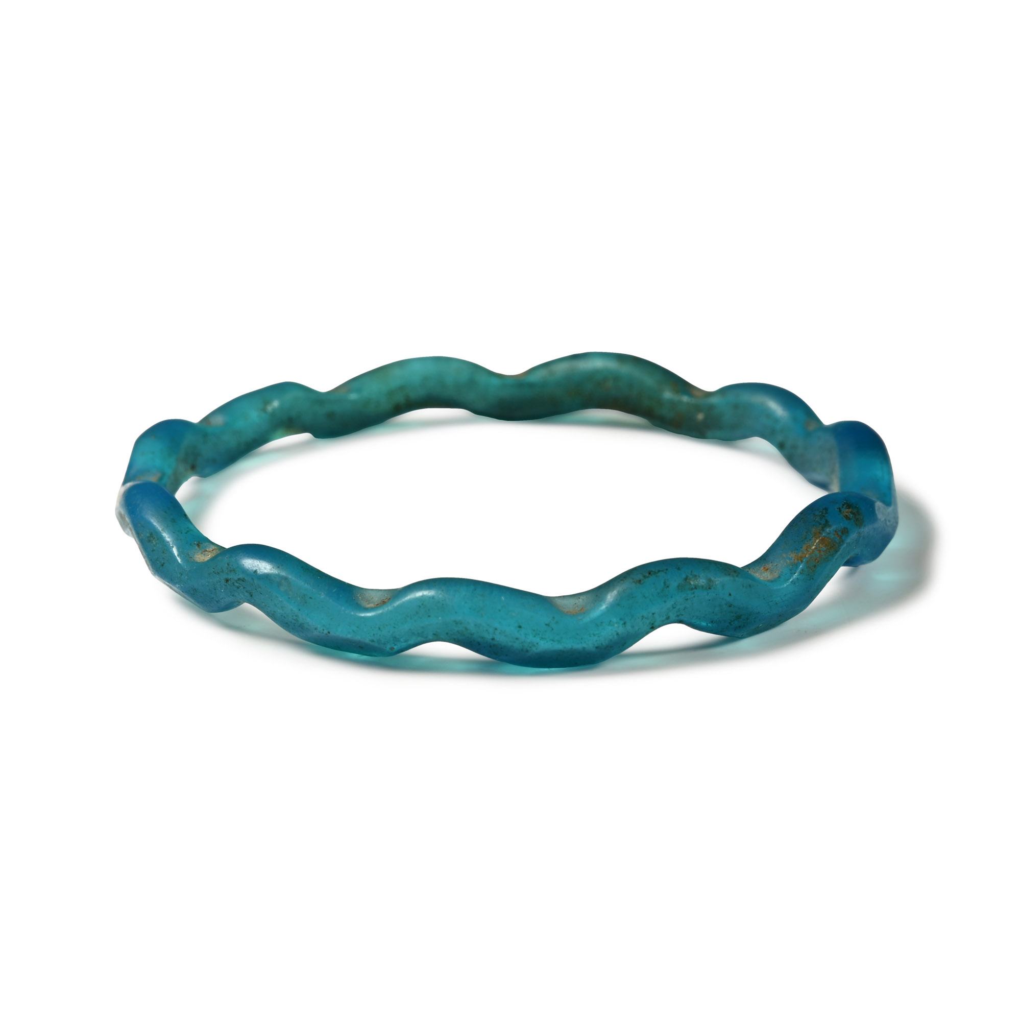 Post Medieval Wavy Blue Glass Bangle