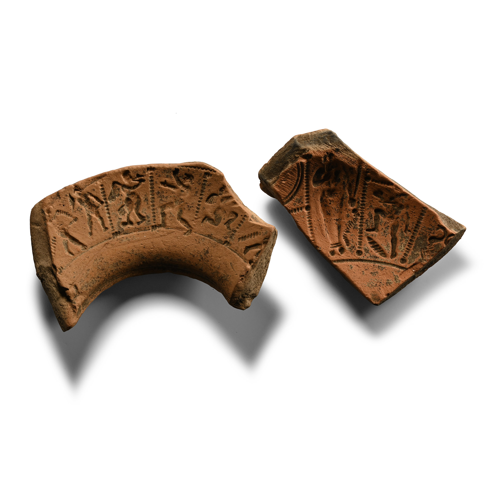 Romano-British Potter's Bowl Mould Fragments with Winged Gods and Goddesses