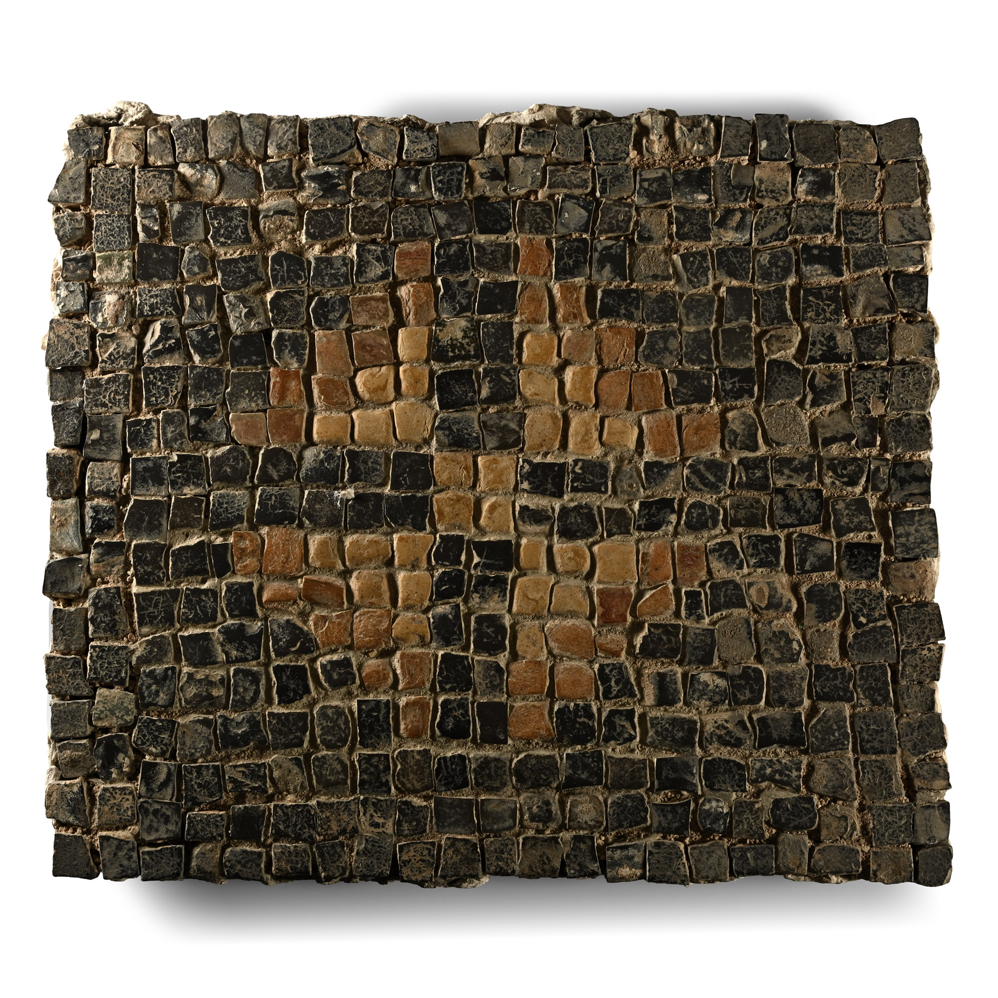 Roman Floor Mosaic Section with Geometric Design