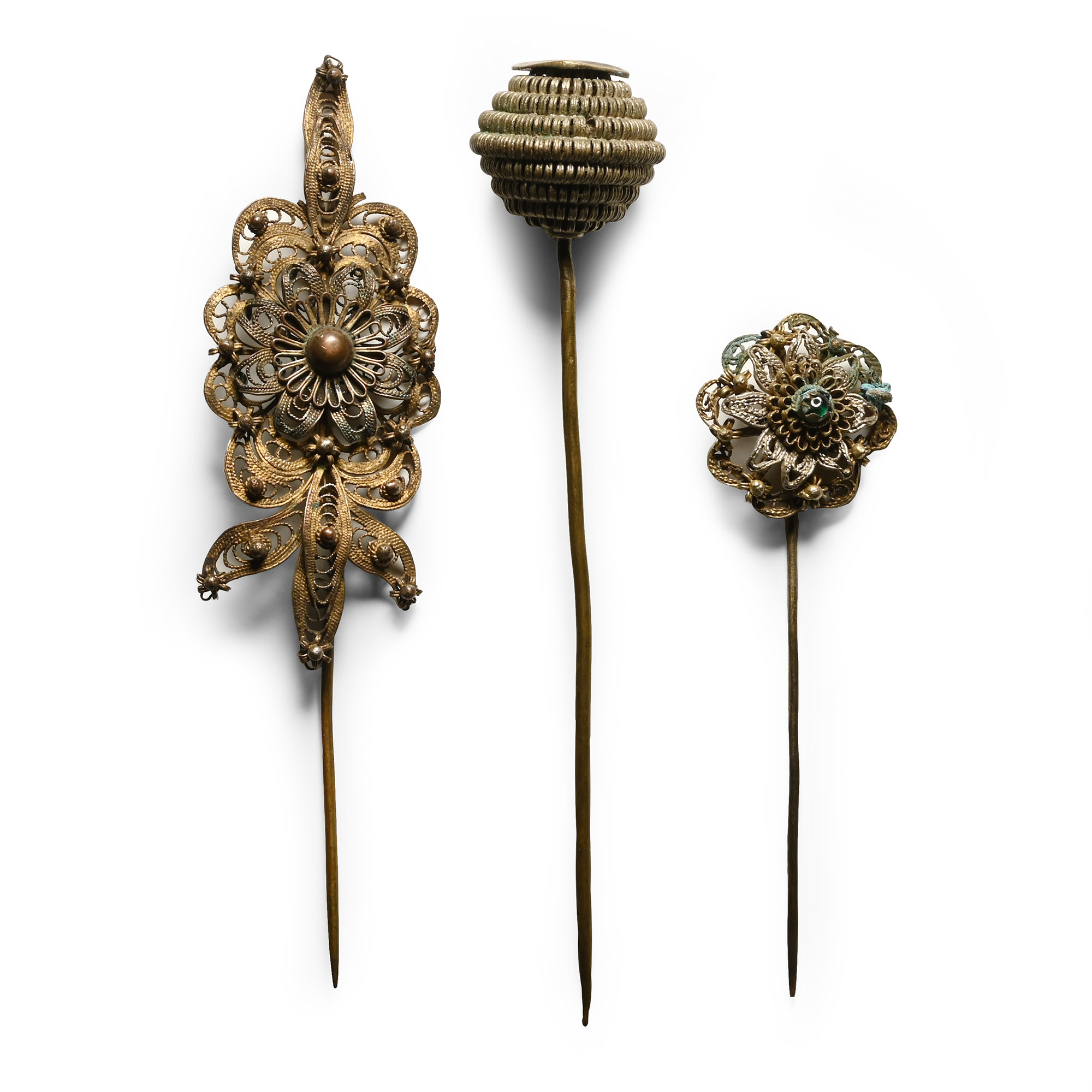 Post Medieval Gilt Hair Pin Group