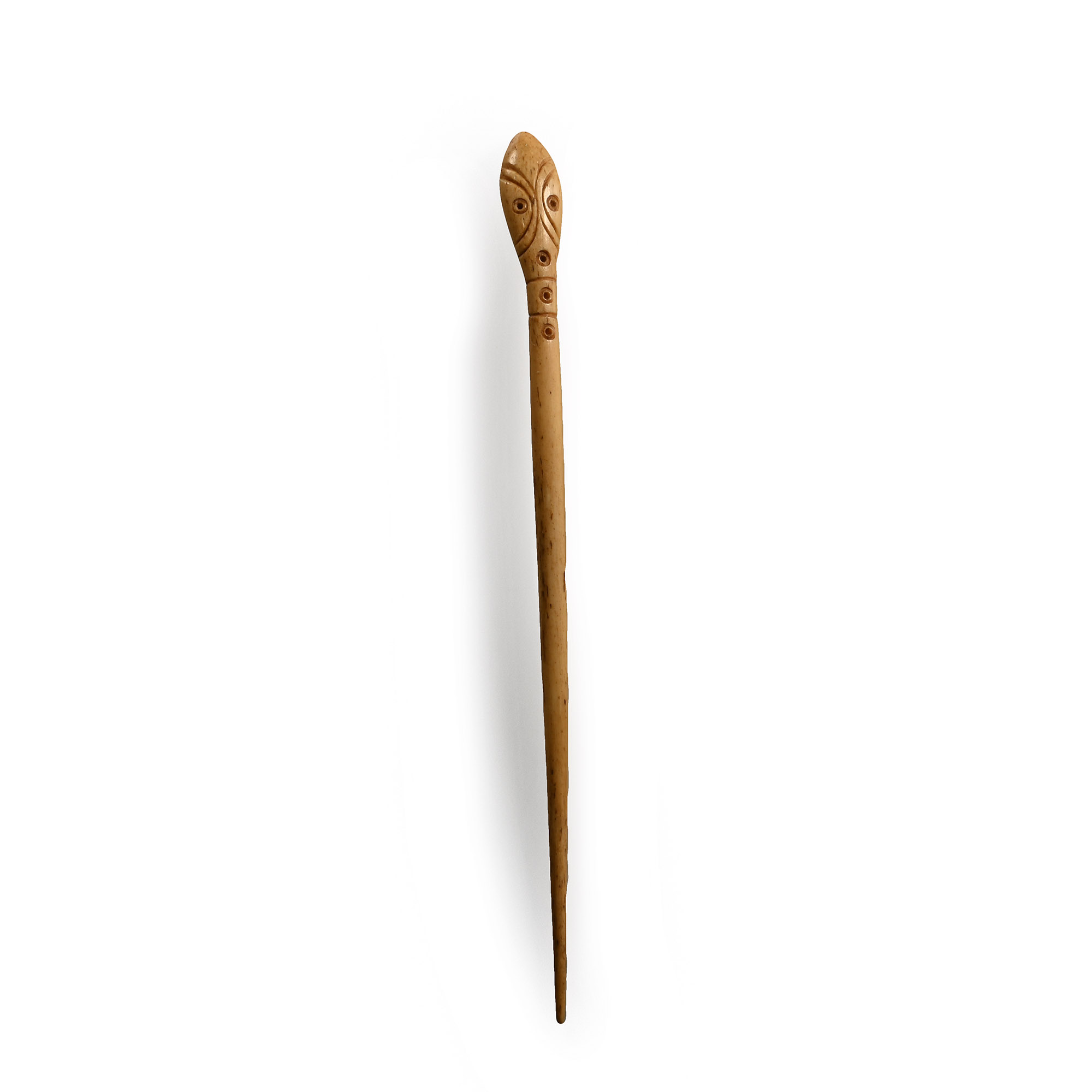 Roman Ornate Bone Hair Pin with Snake-Head Terminal