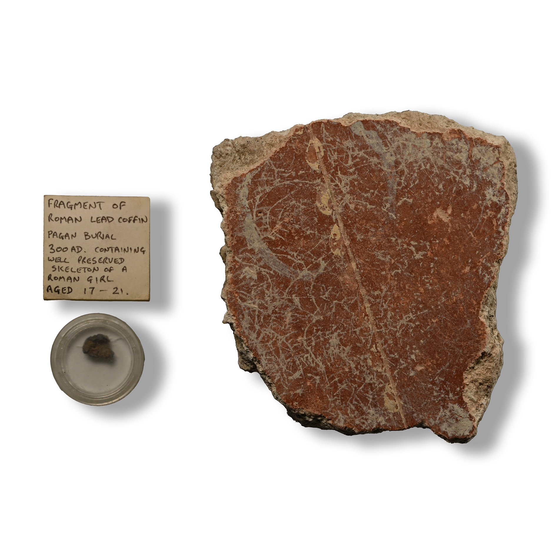 Roman Lead Coffin and Painted Fresco Fragments