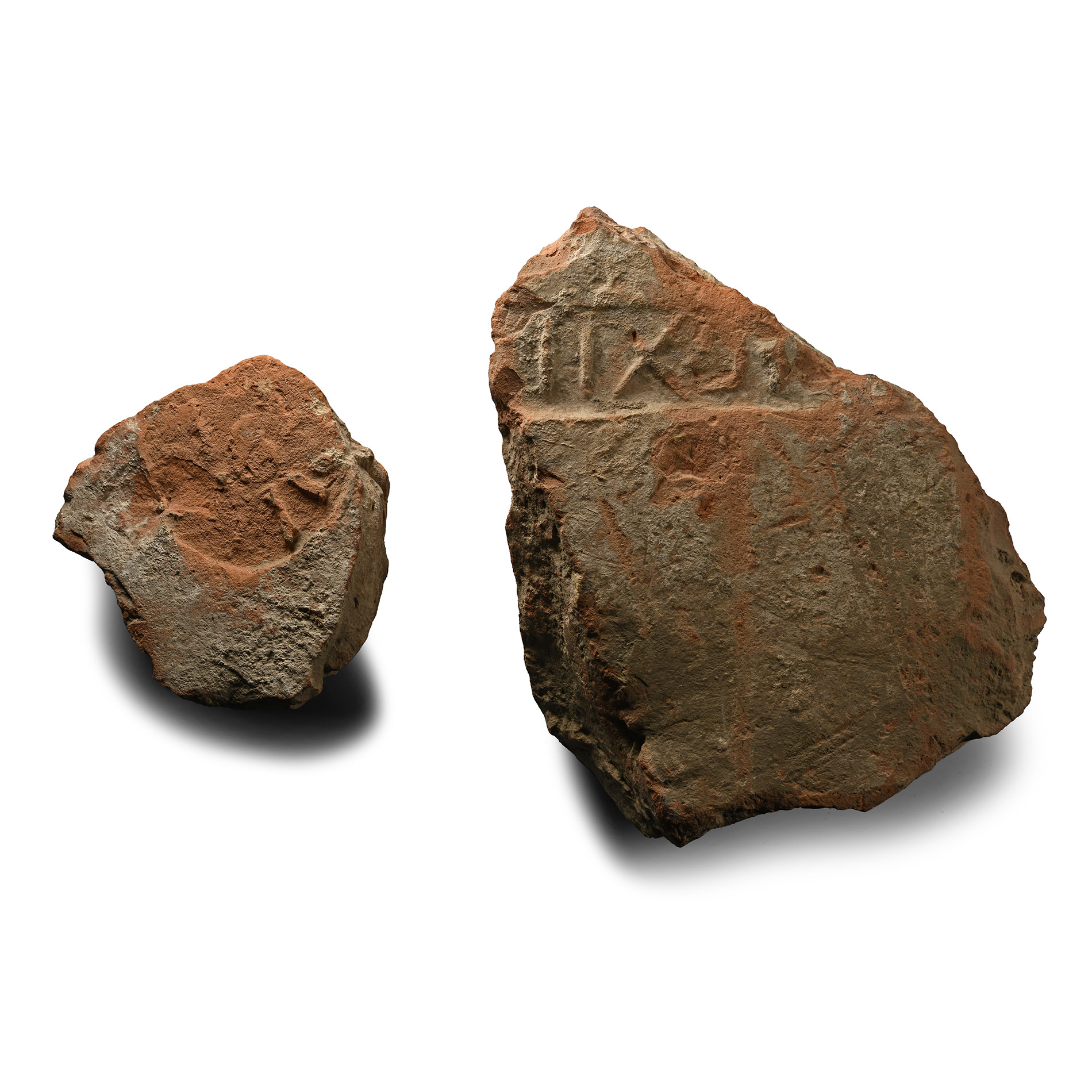 Roman Thunderbolt Legion XII Terracotta Brick Fragment Group