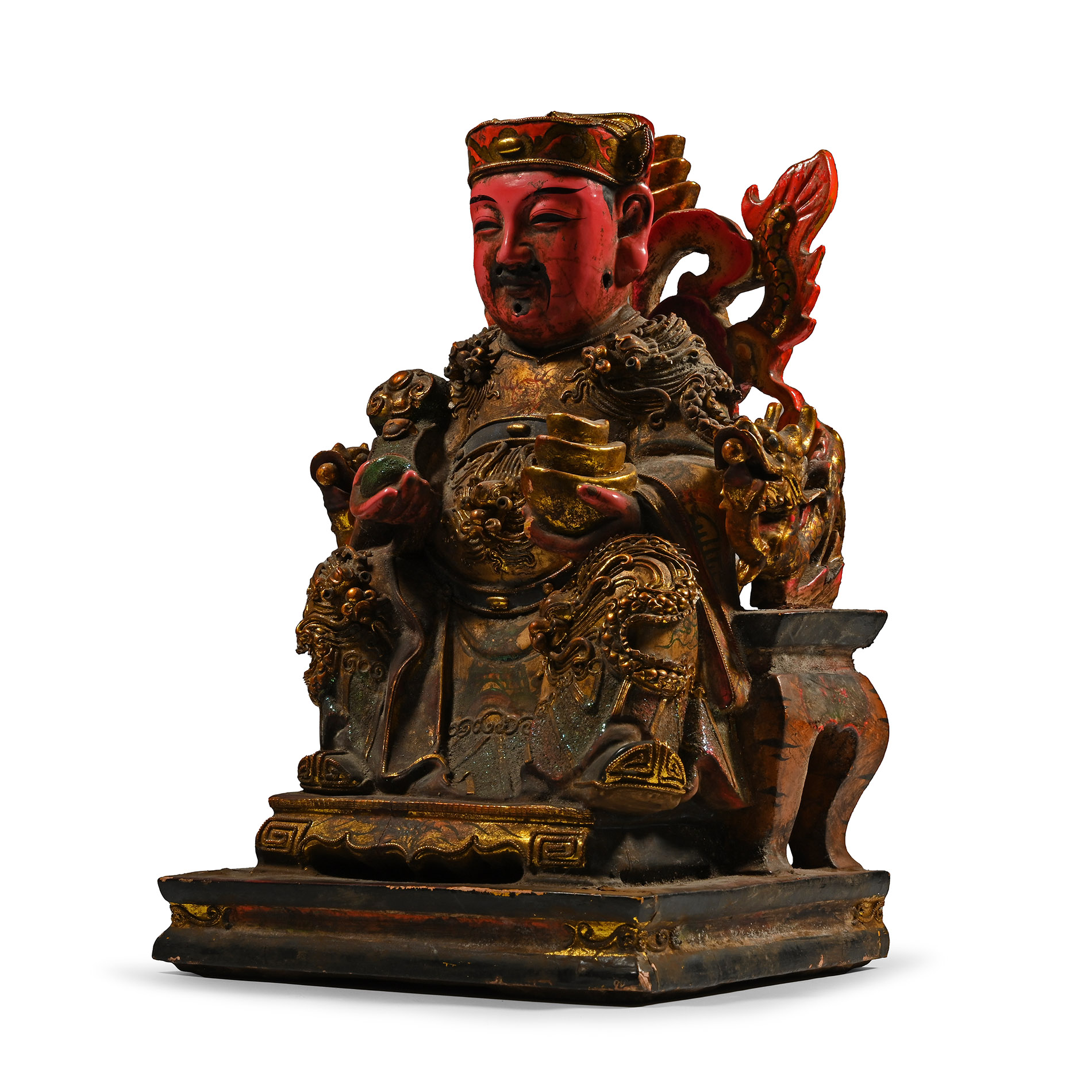 Chinese Gilded Wooden Temple Figure
