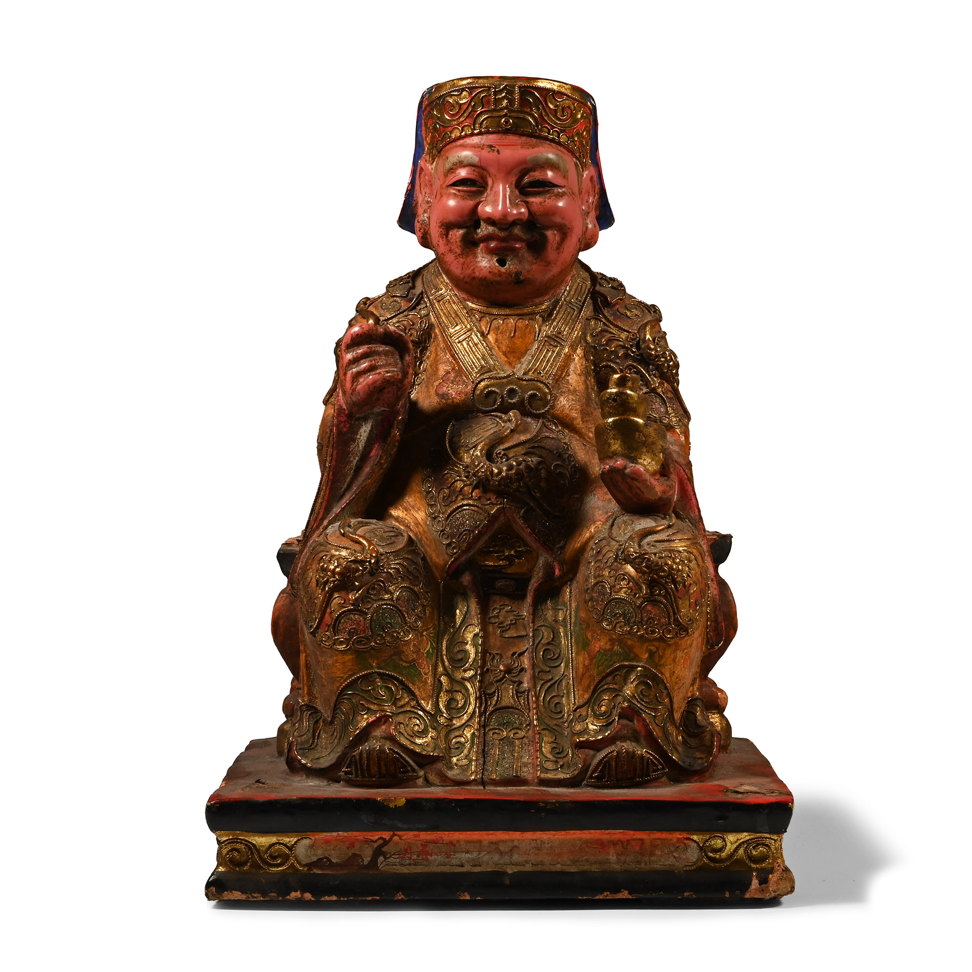 Chinese Gilded Wooden Temple Figure