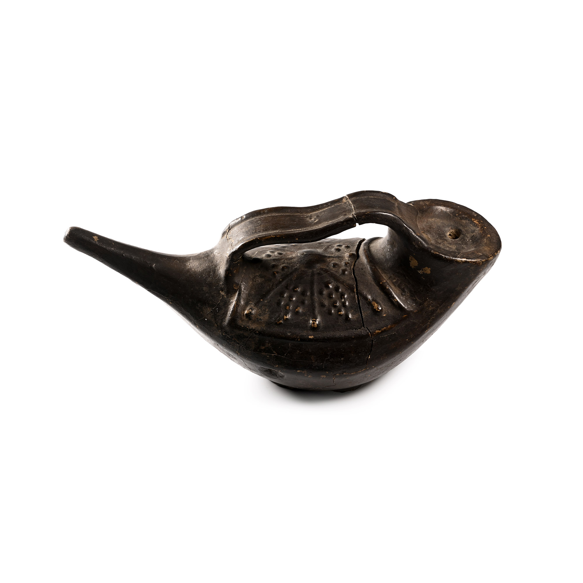 Romano-British Black-Glazed 'Scutum' Type Oil Lamp