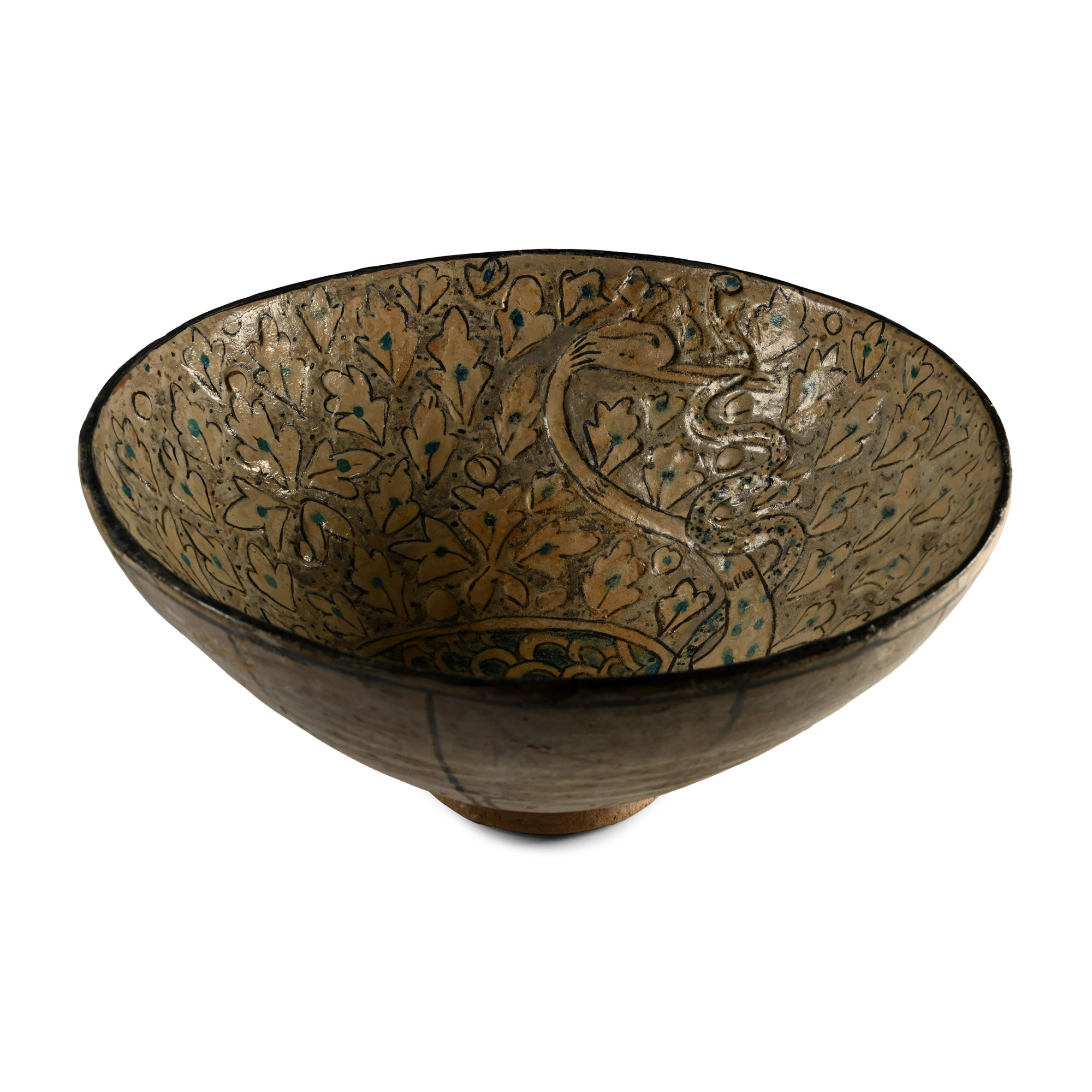 Western Asiatic Ceramic Bowl Depicting a Bird with Inscription