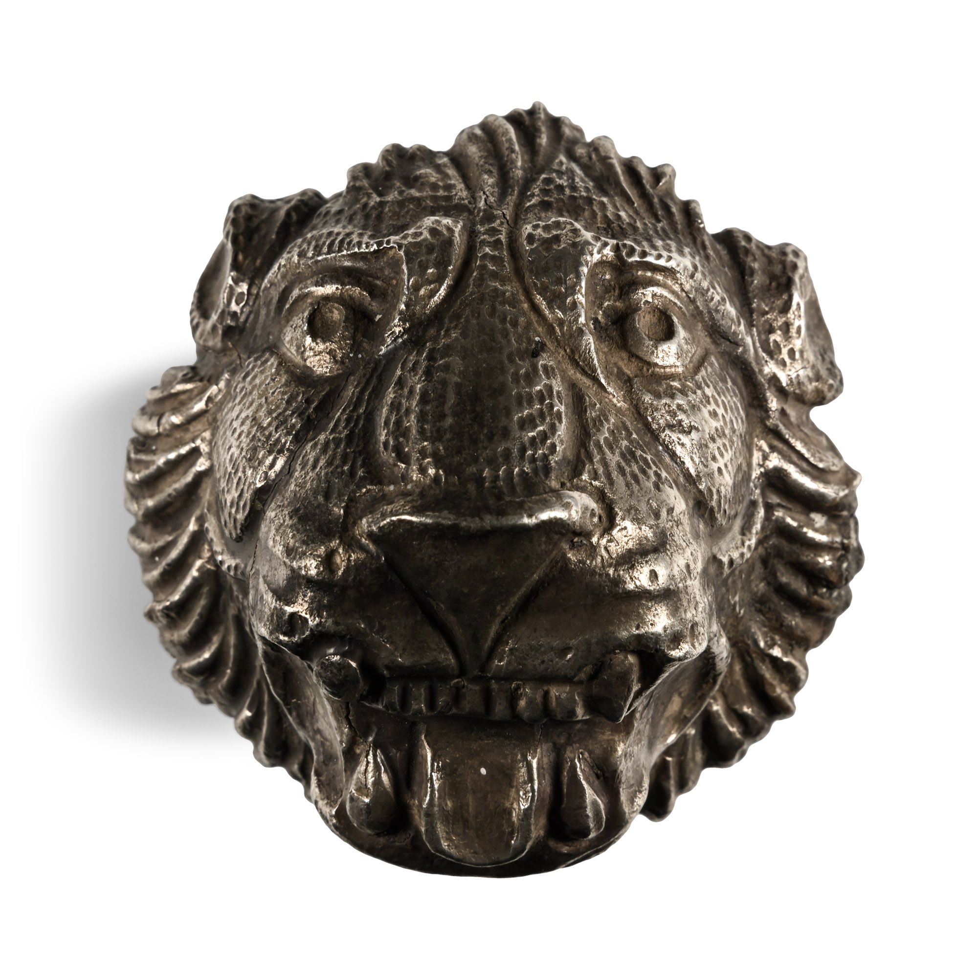 Late Parthian Silver Lion-Head Terminal