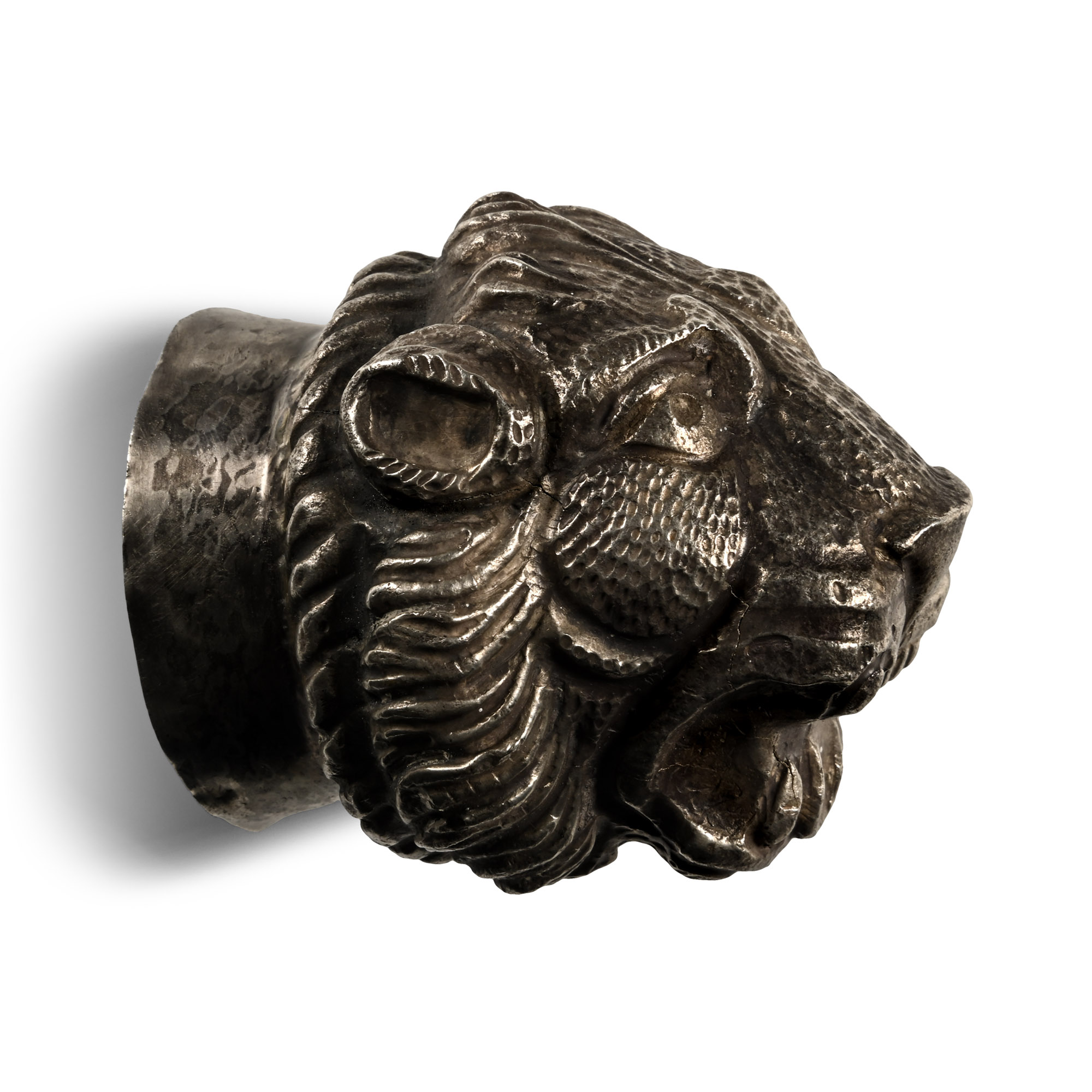 Late Parthian Silver Lion-Head Terminal