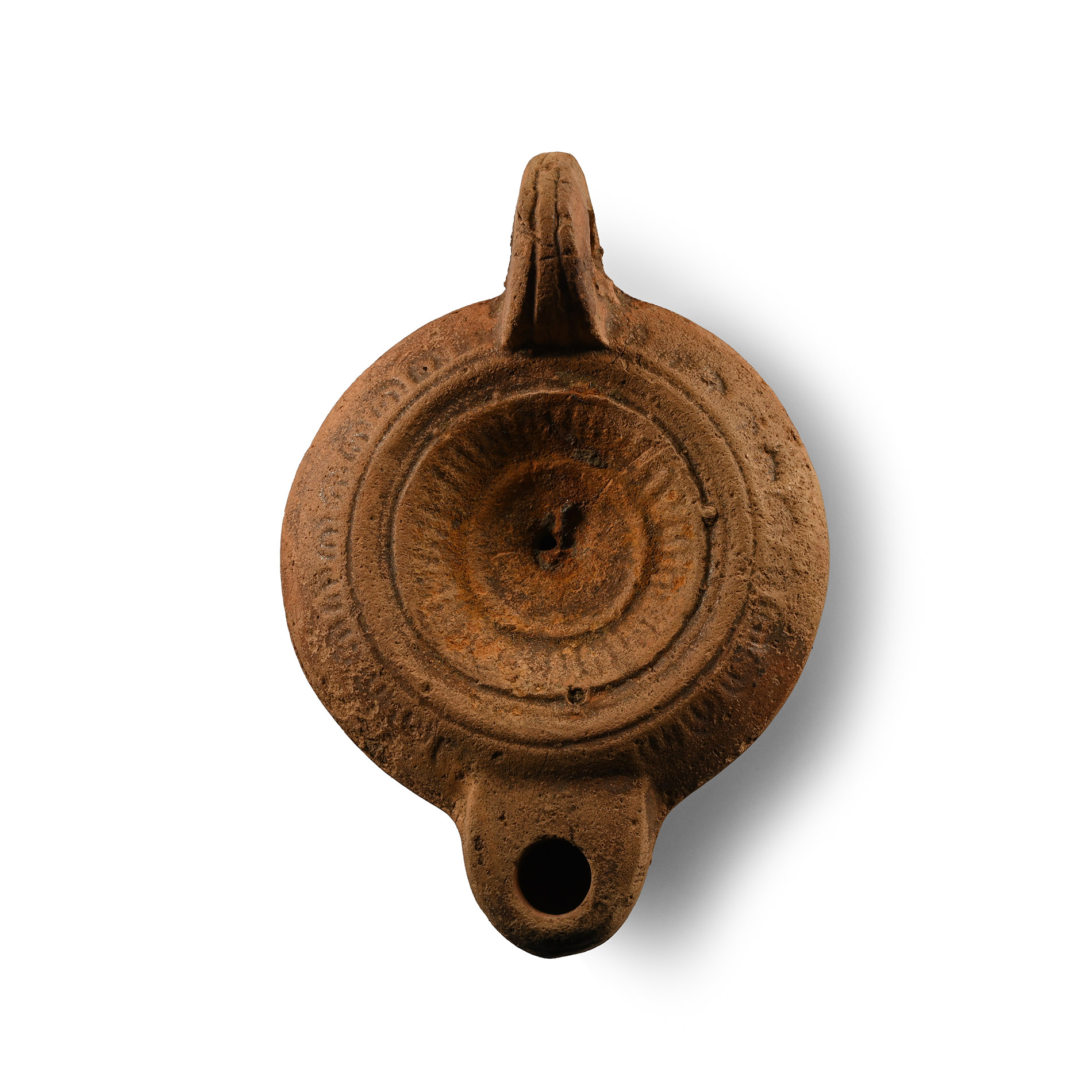 Roman Terracotta Oil Lamp with Concentric Design