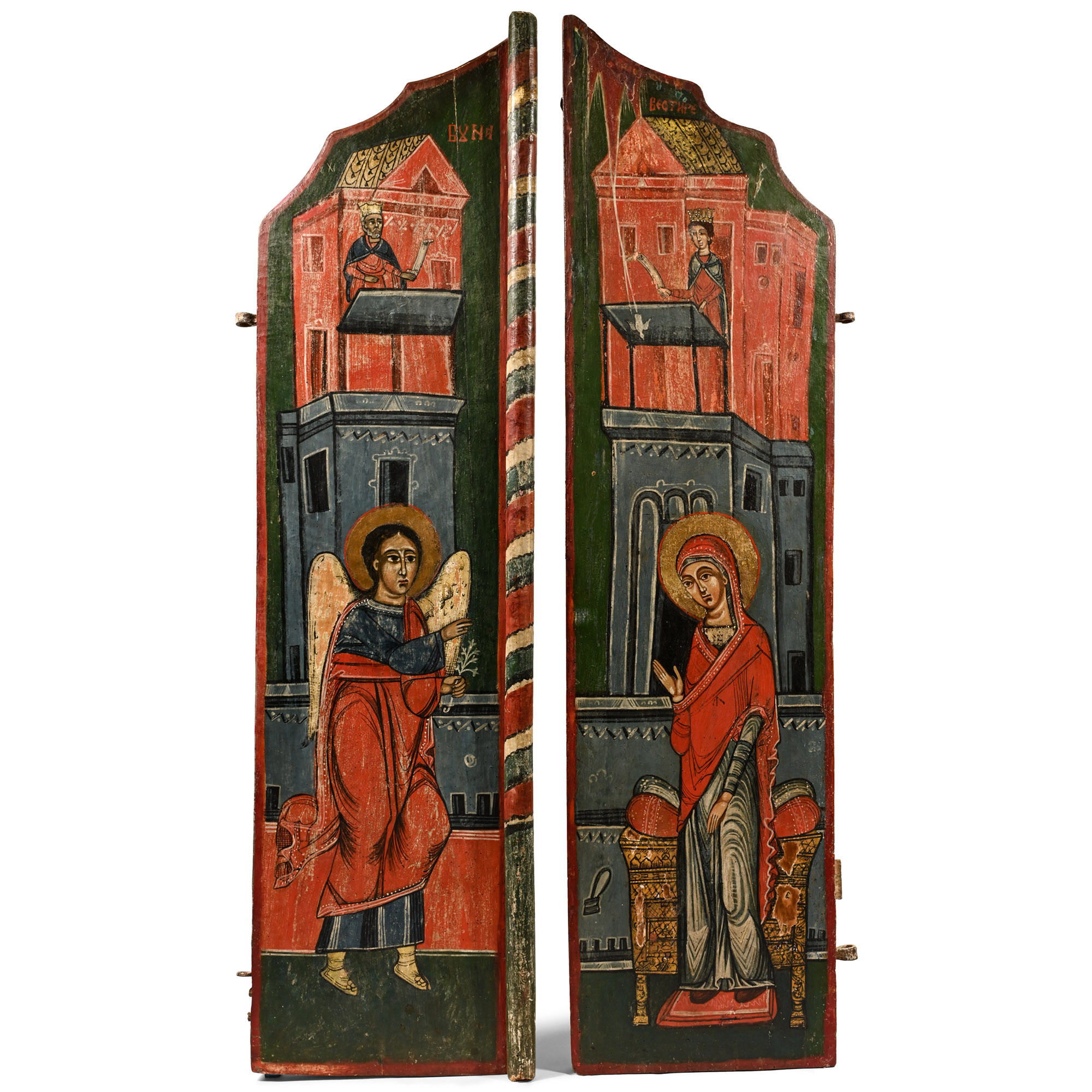 Romanian Orthodox Royal Wooden Doors with Annunciation Scene