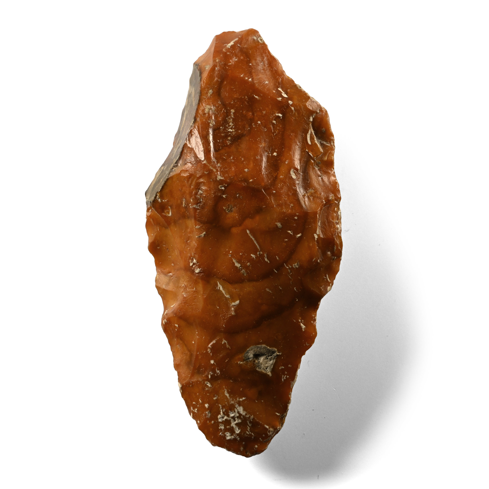 Superb Stone Age Knapped Dark Red Pointed Flint Hand Axe