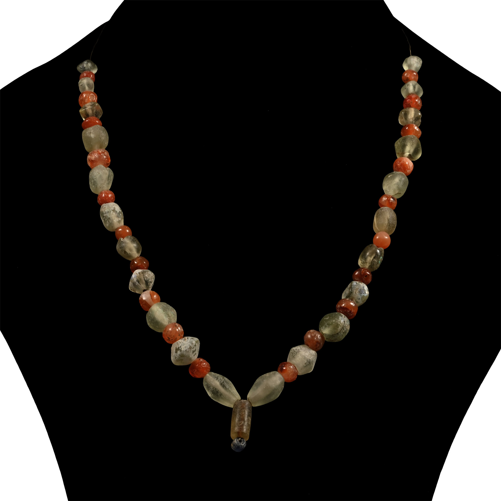 Roman Carnelian and Glass Bead Necklace