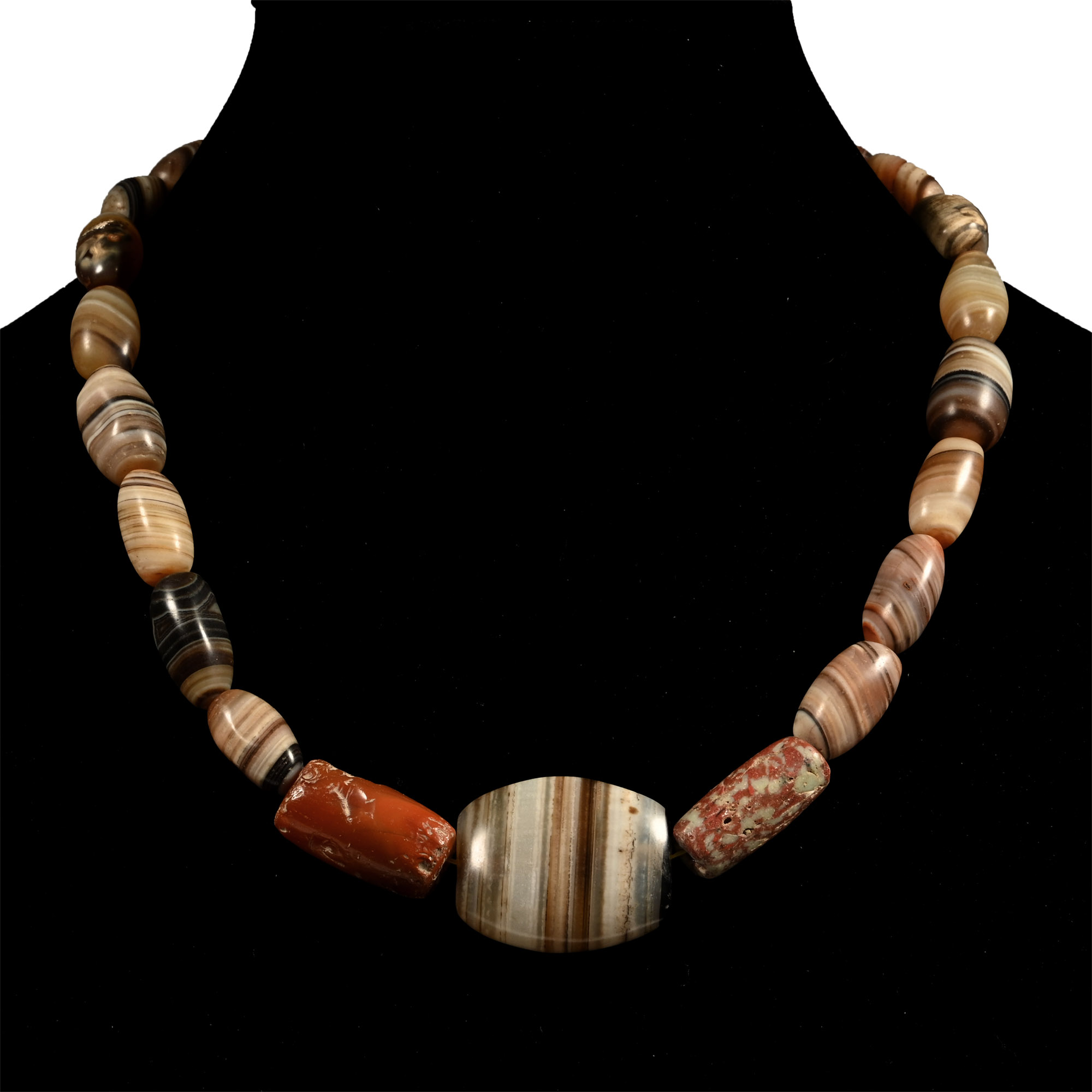 Western Asiatic Banded Agate Bead Necklace