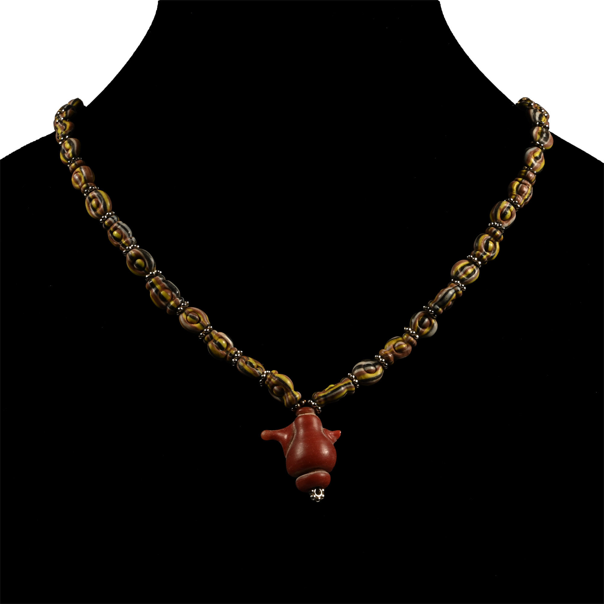 Western Asiatic Glass and Silver Bead Necklace