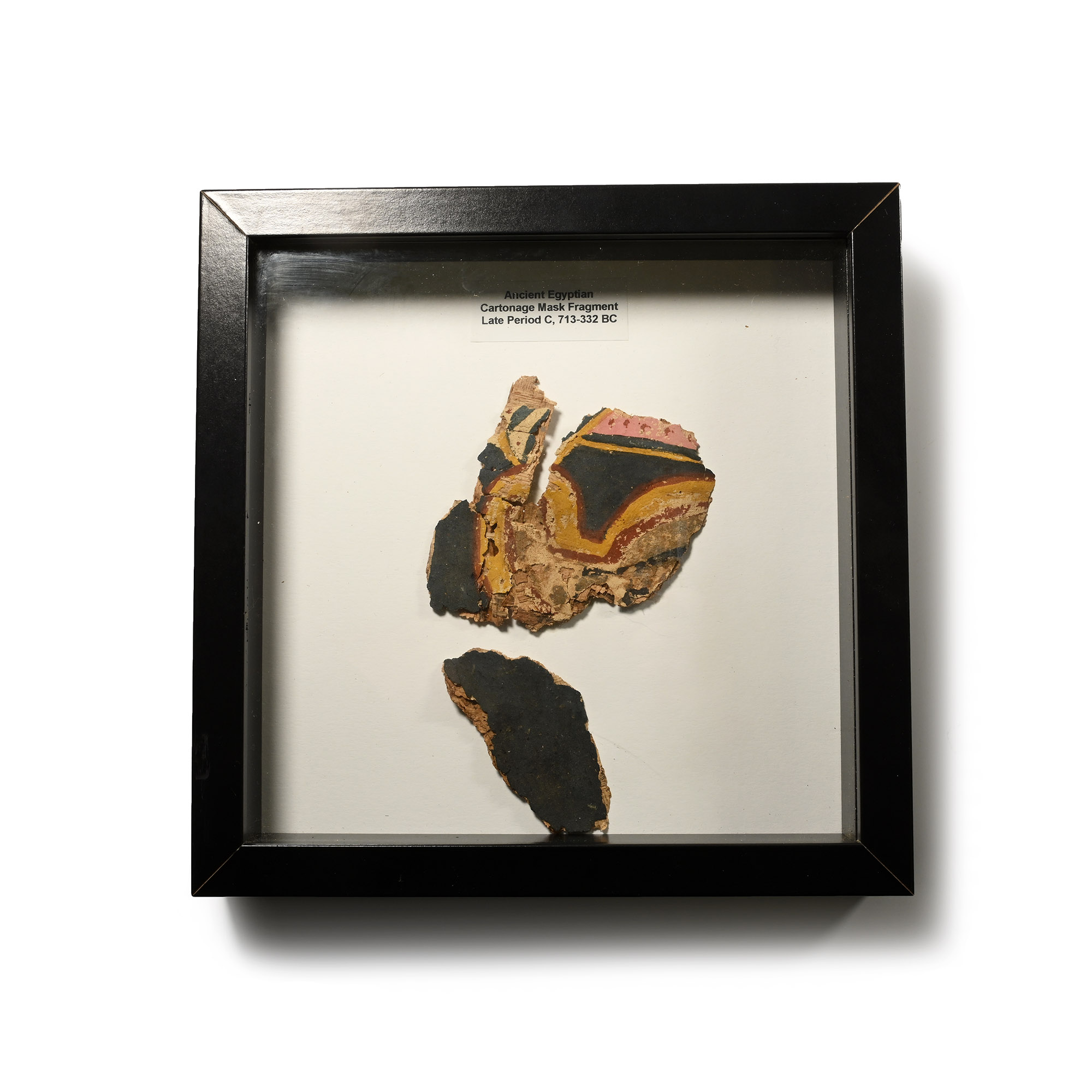 Egyptian Painted Cartonnage Cartouche Fragment