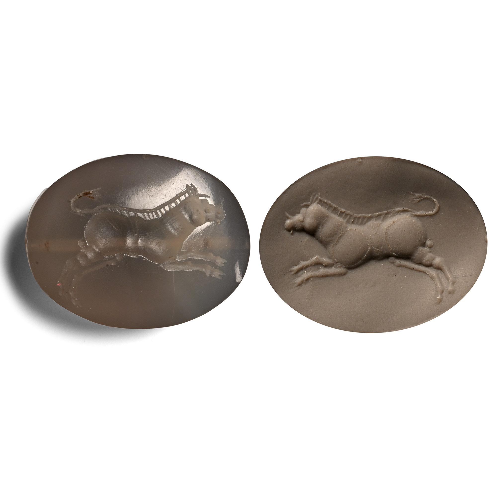 Graeco-Persian Chalcedony Stamp Seal with Striding Boar