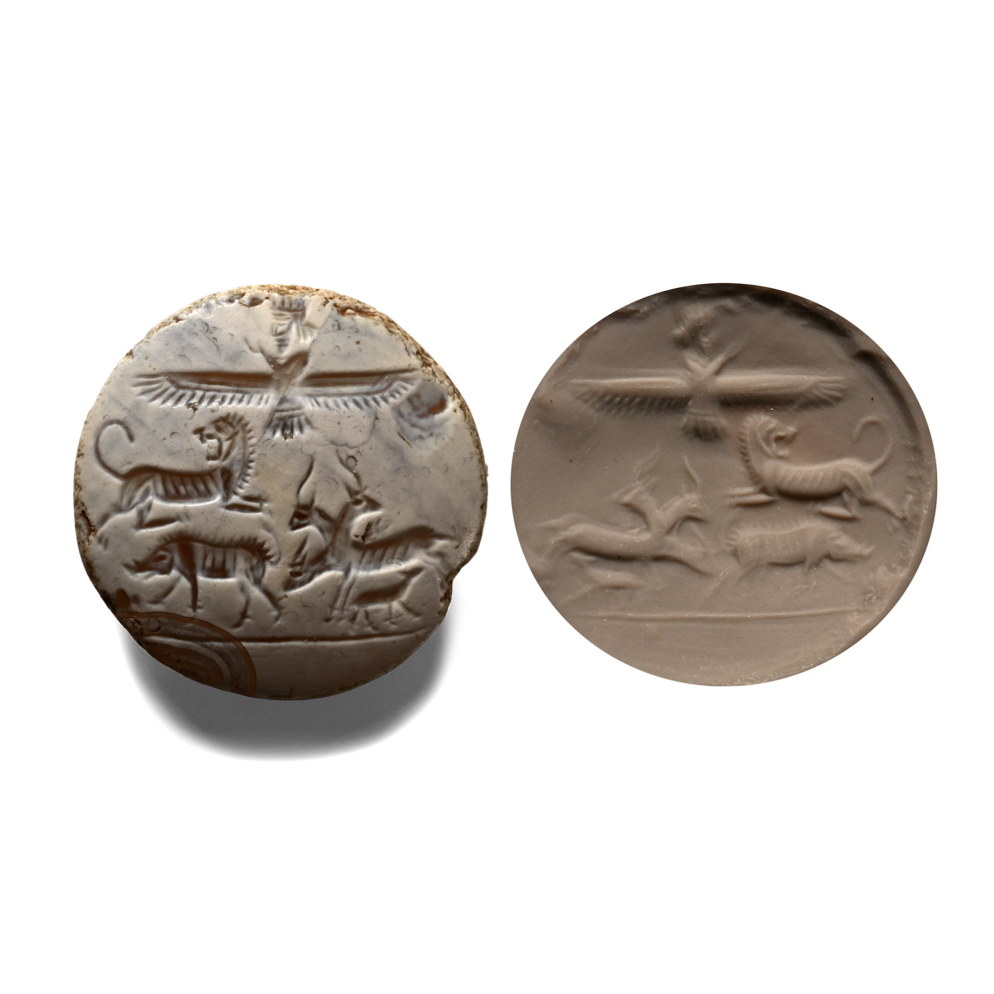 Achaemenid Chalcedony Stamp Seal with Ahura Mazda