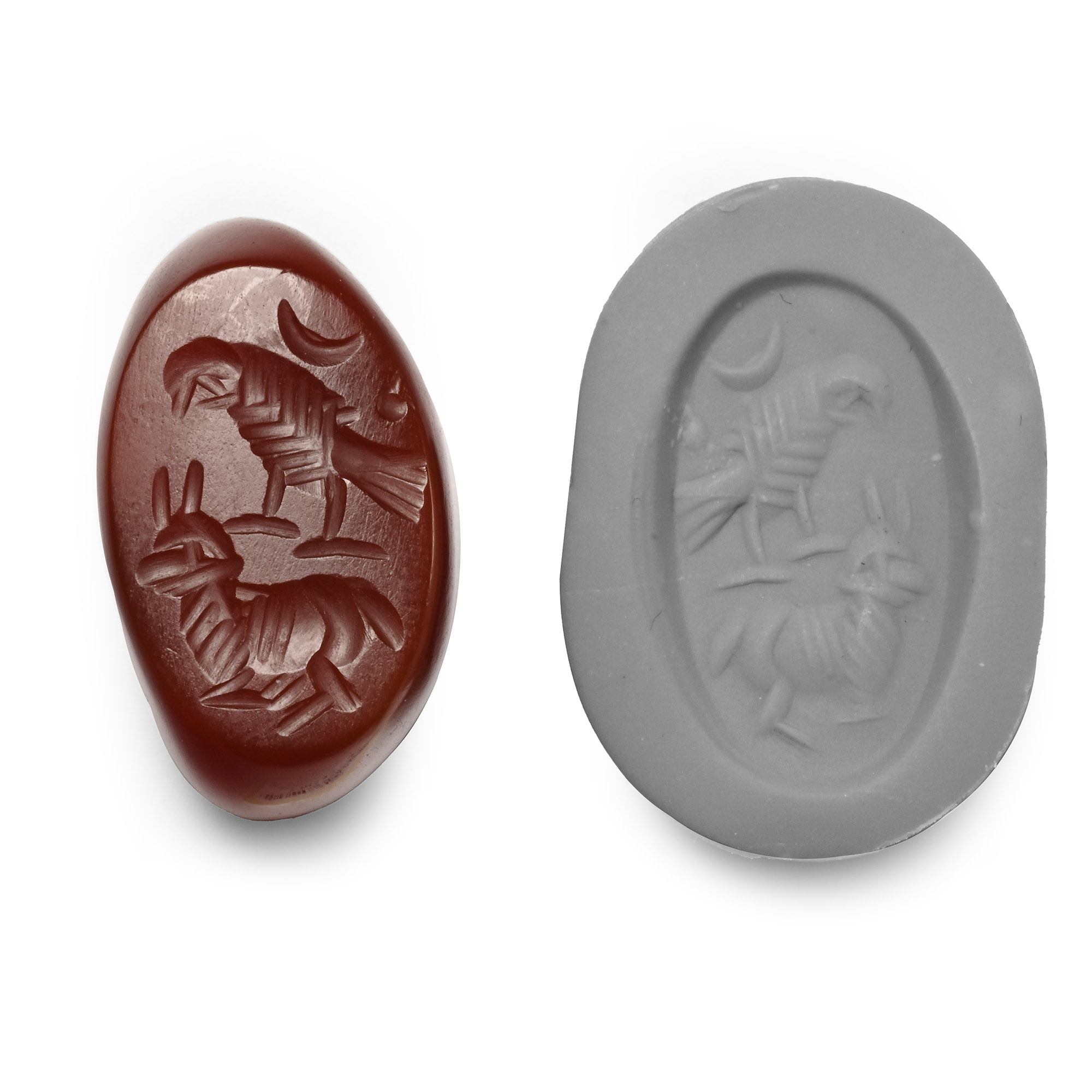 Sassanian Style Red Agate Gemstone with Bird and Ibex