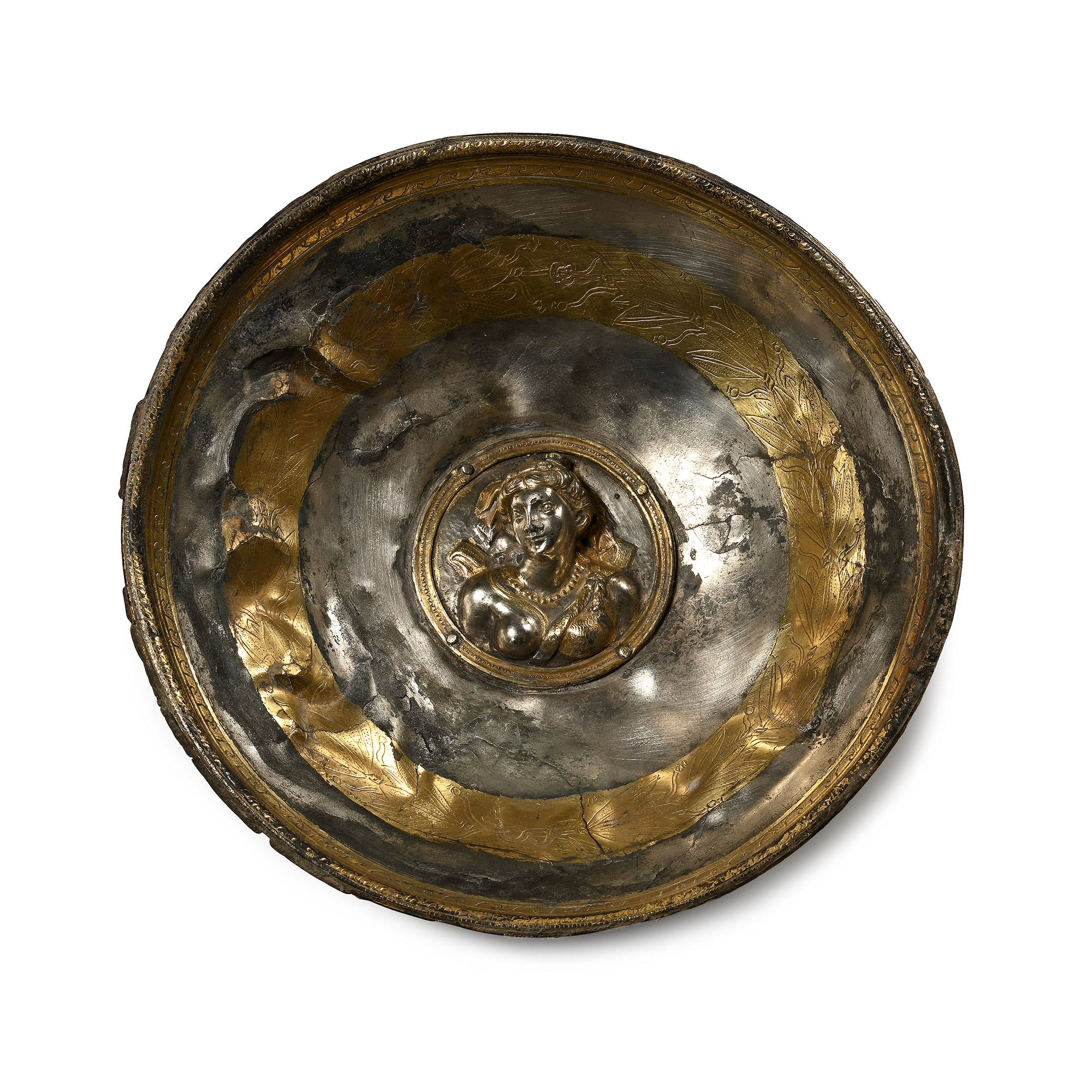 Hellenistic Silver-Gilt Bowl with Diana in Roundel