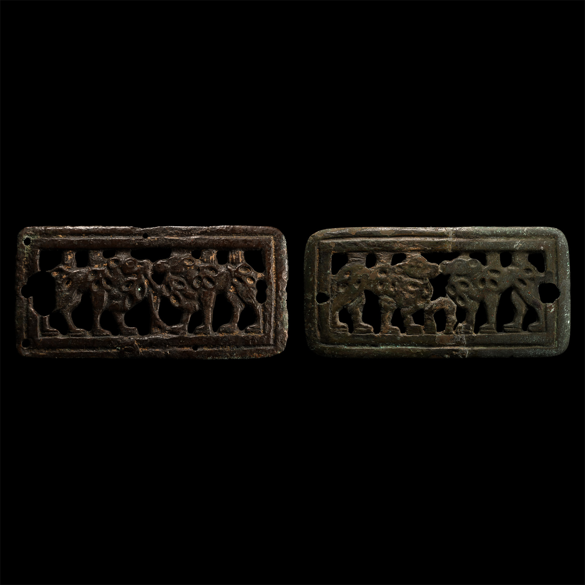 Ordos Bronze Belt Buckle Pair with Camels