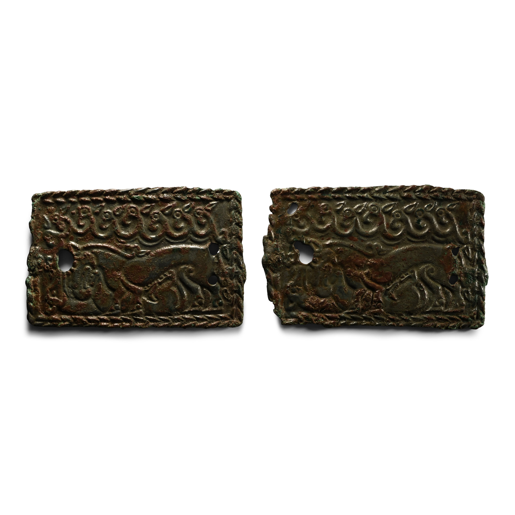 Ordos Bronze Belt Buckle Pair with Predators