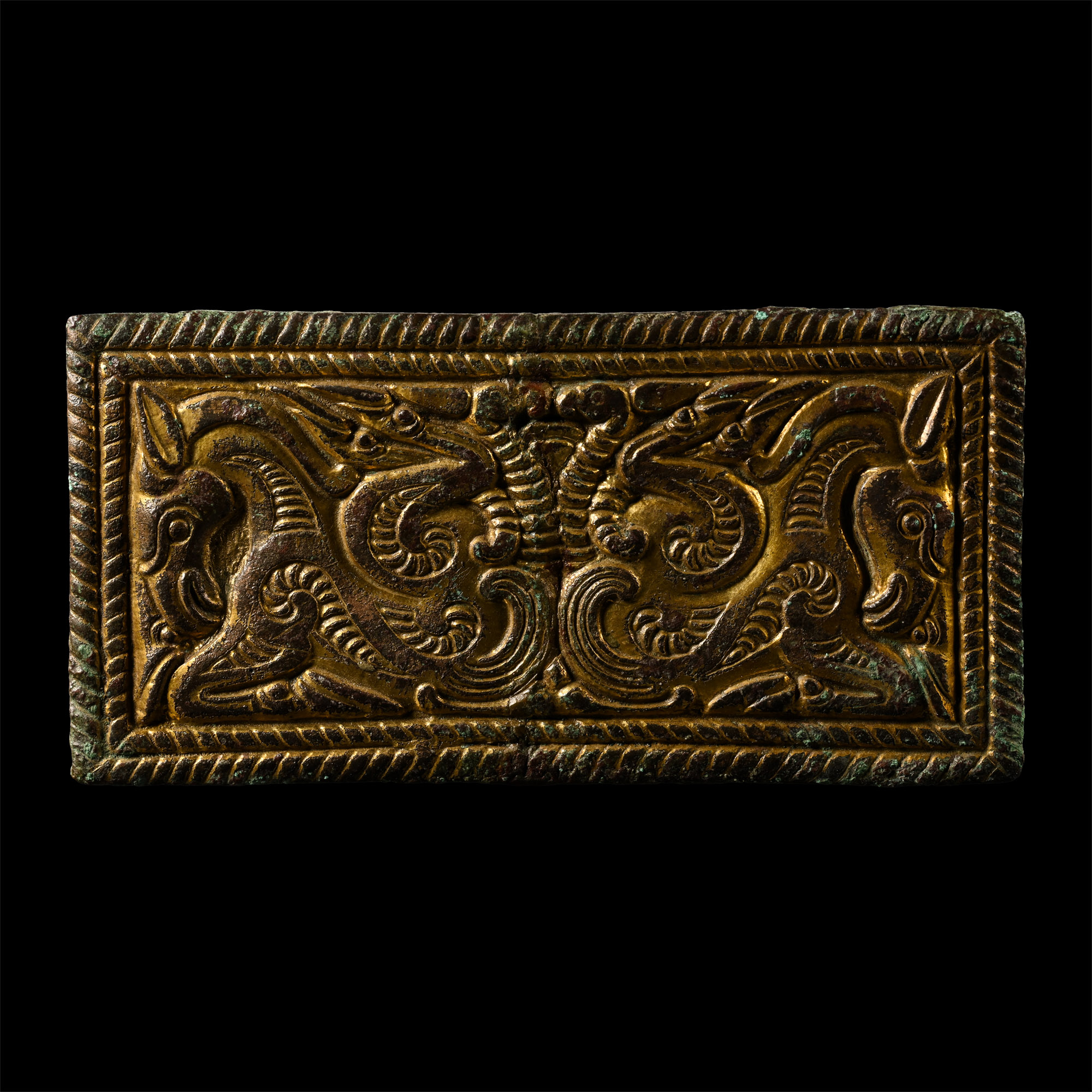 Ordos Gilt Bronze Belt Buckle with Gryphons