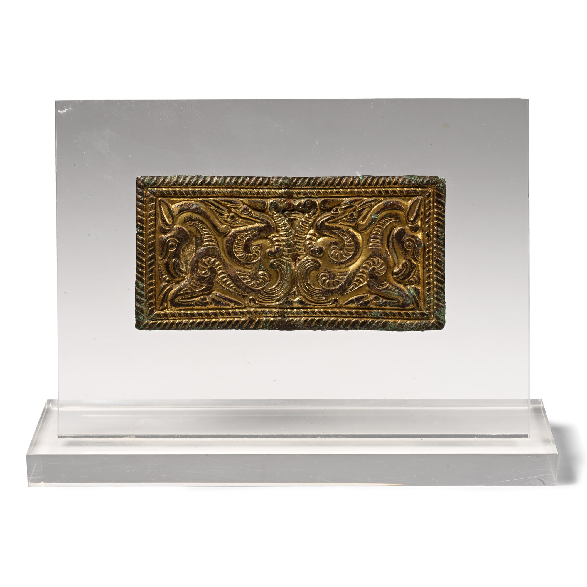 Ordos Gilt Bronze Belt Buckle with Gryphons
