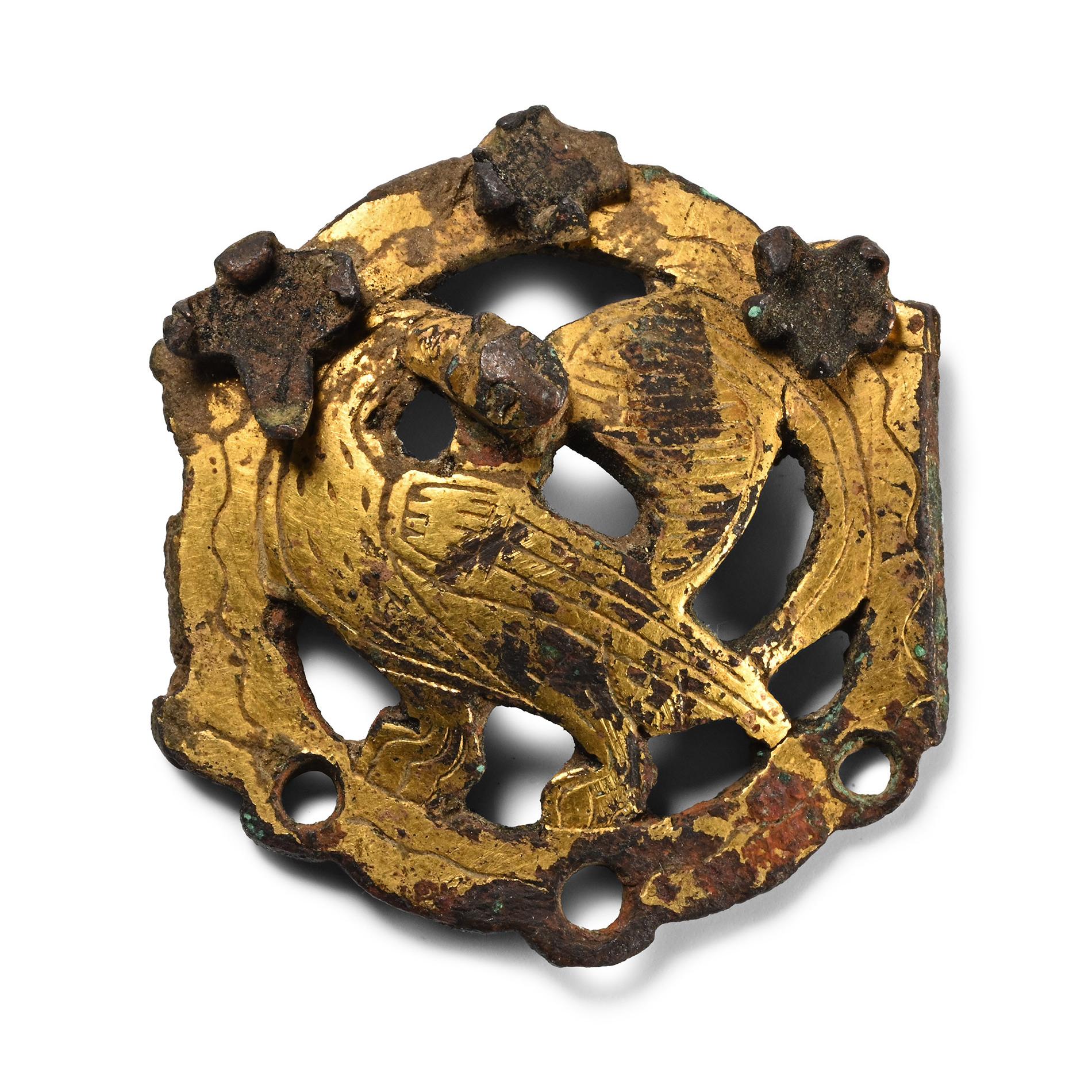 Ordos Gilt Bronze Mount with Bird