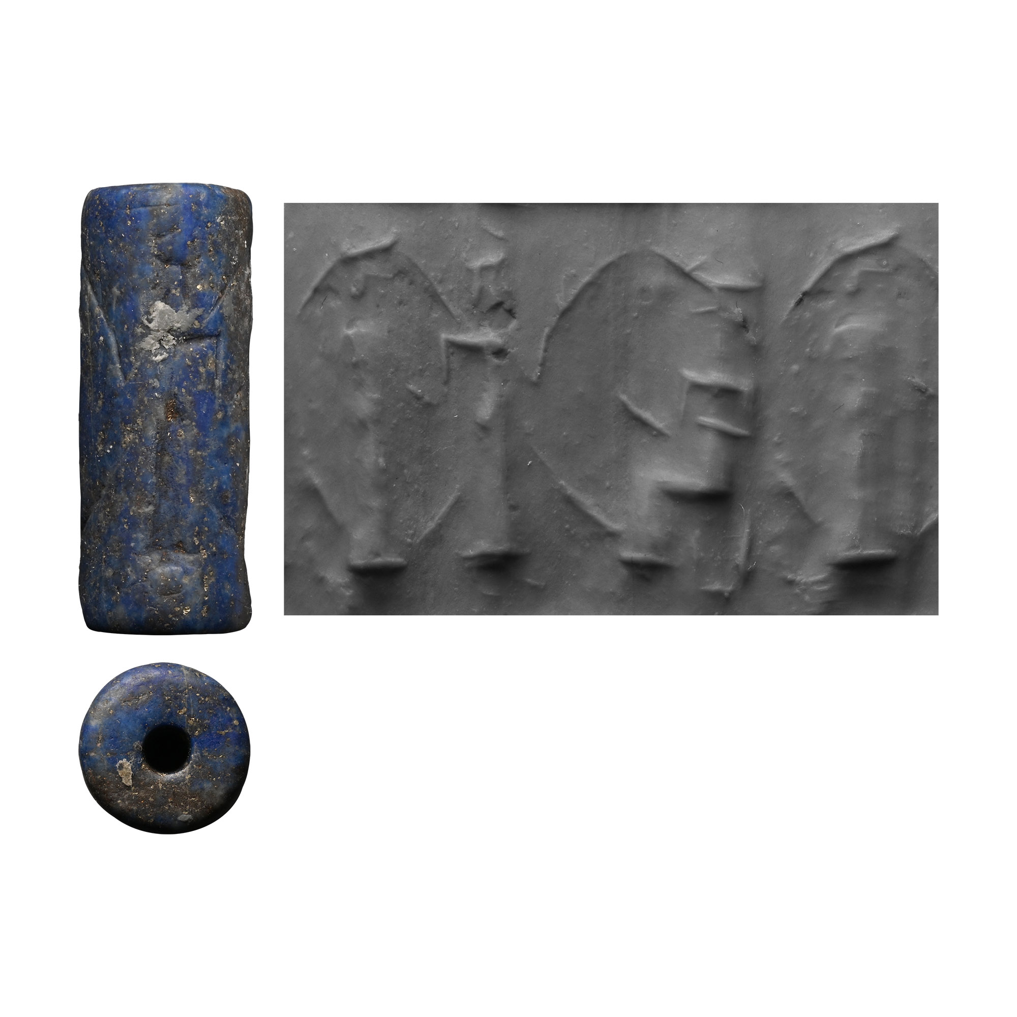 Mesopotamian Cylinder Seal with Seated Deity