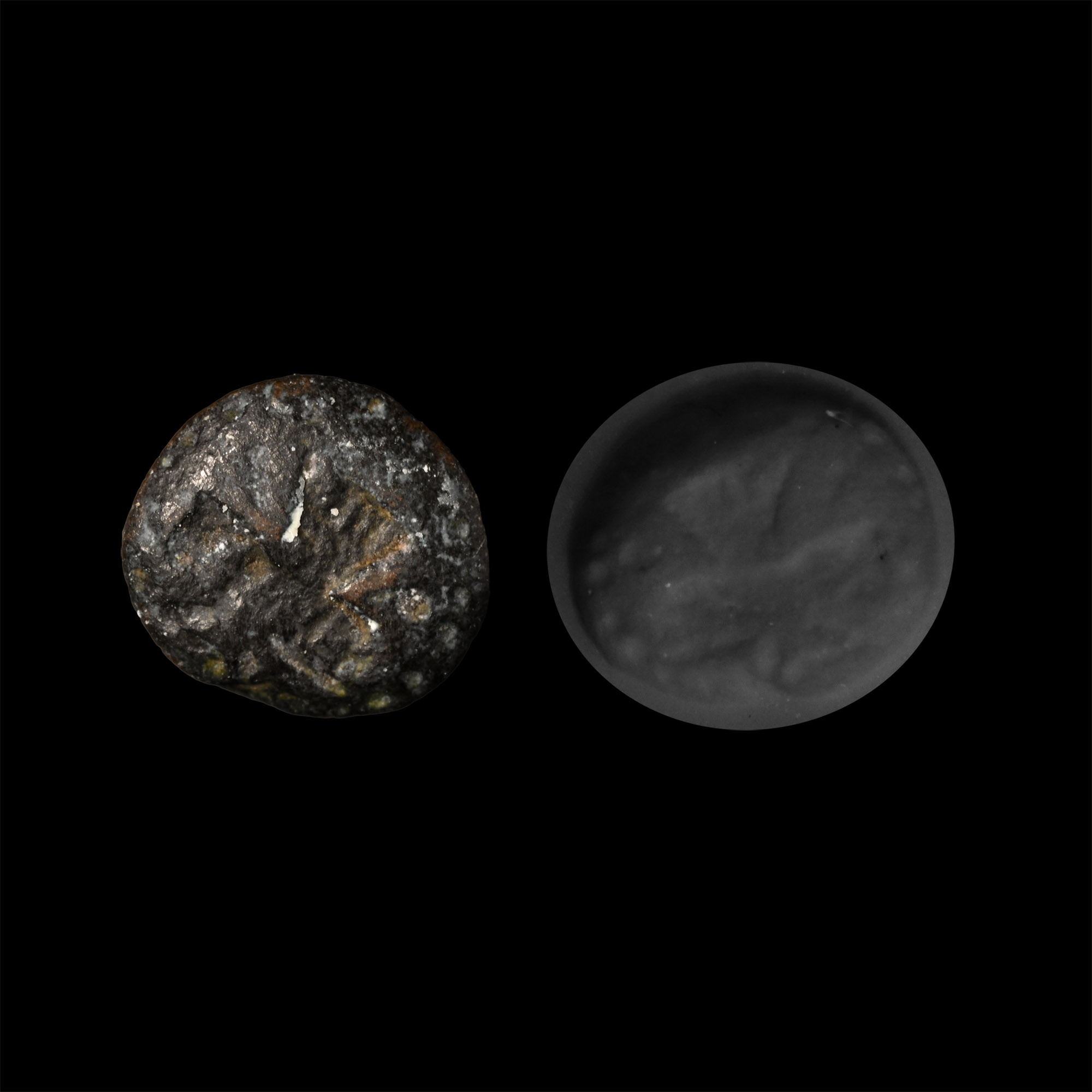 Mesopotamian Bronze Cylinder Seal with Double-Faced Demon Head