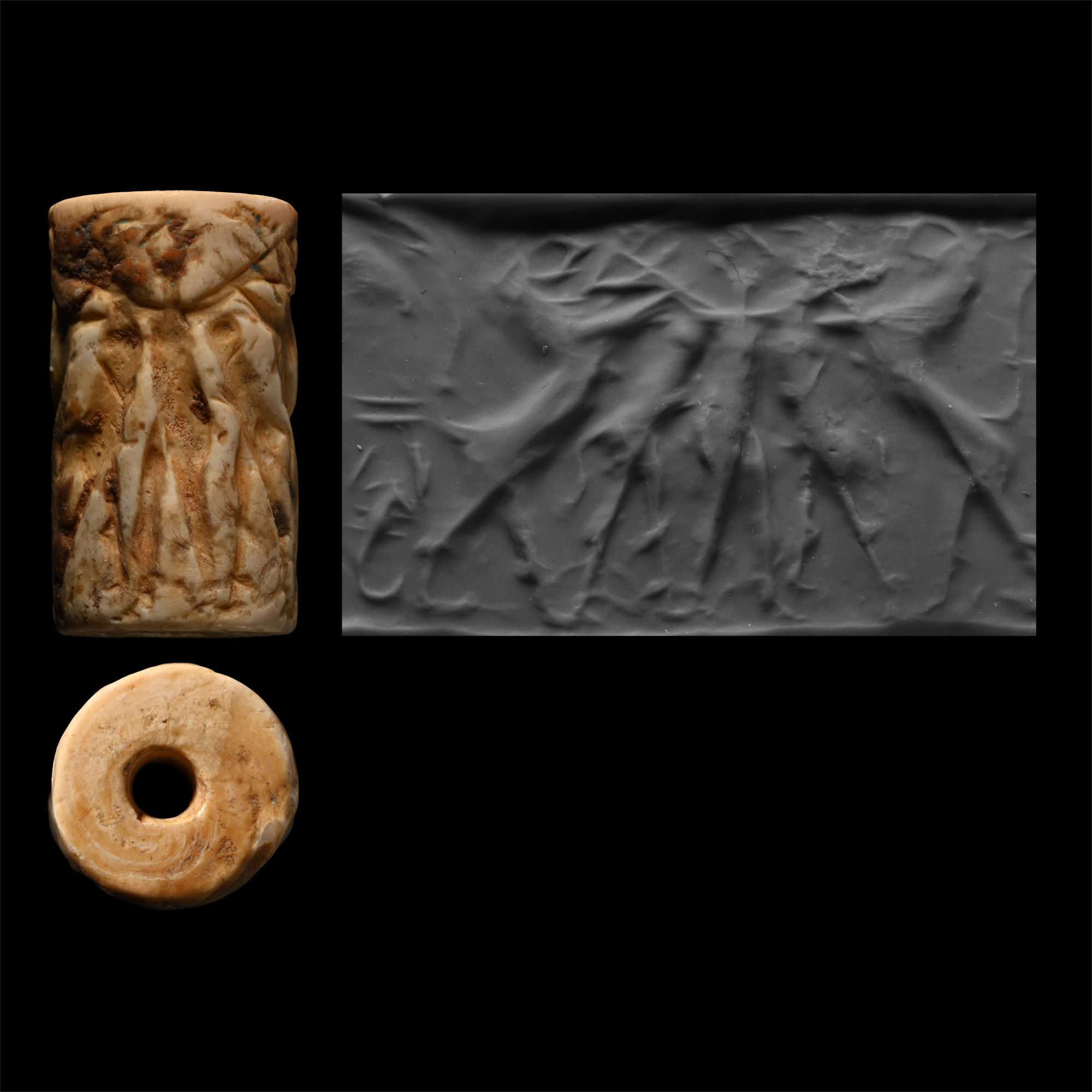 Sumerian Shell Cylinder Seal with Heroes