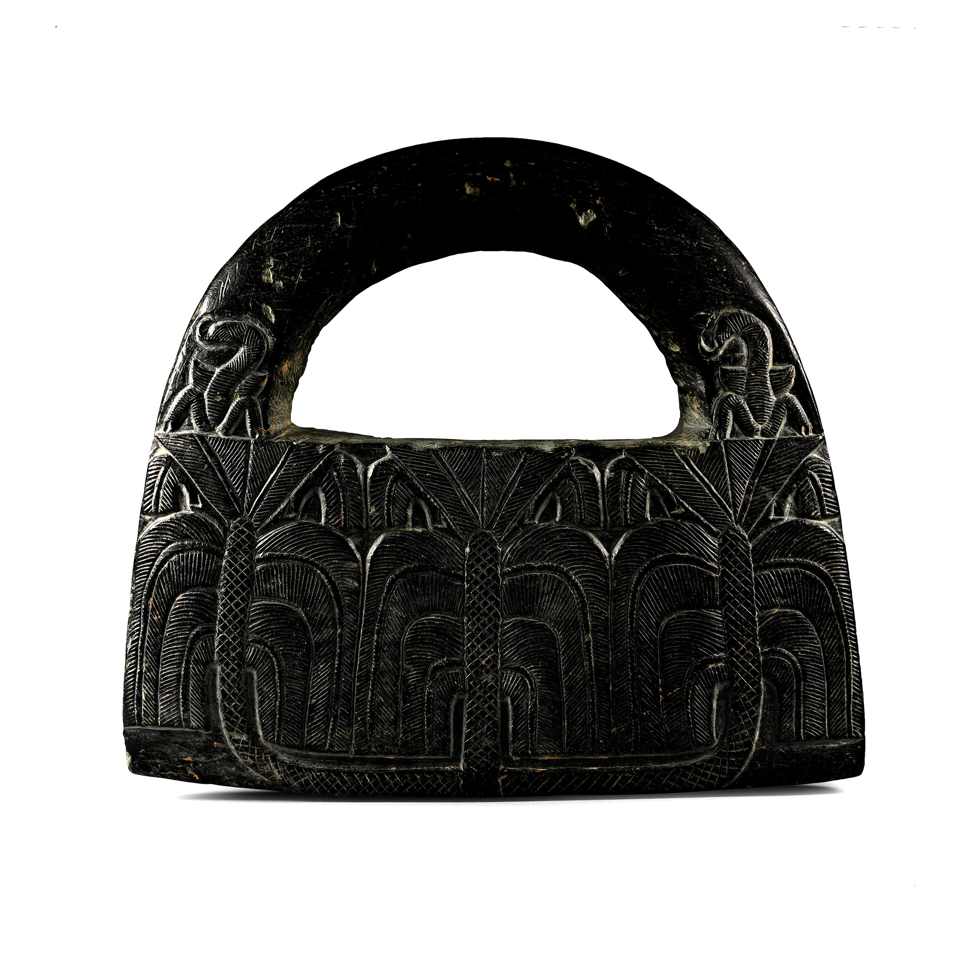 Bactrian Black Steatite 'Hand Bag' Ceremonial Weight